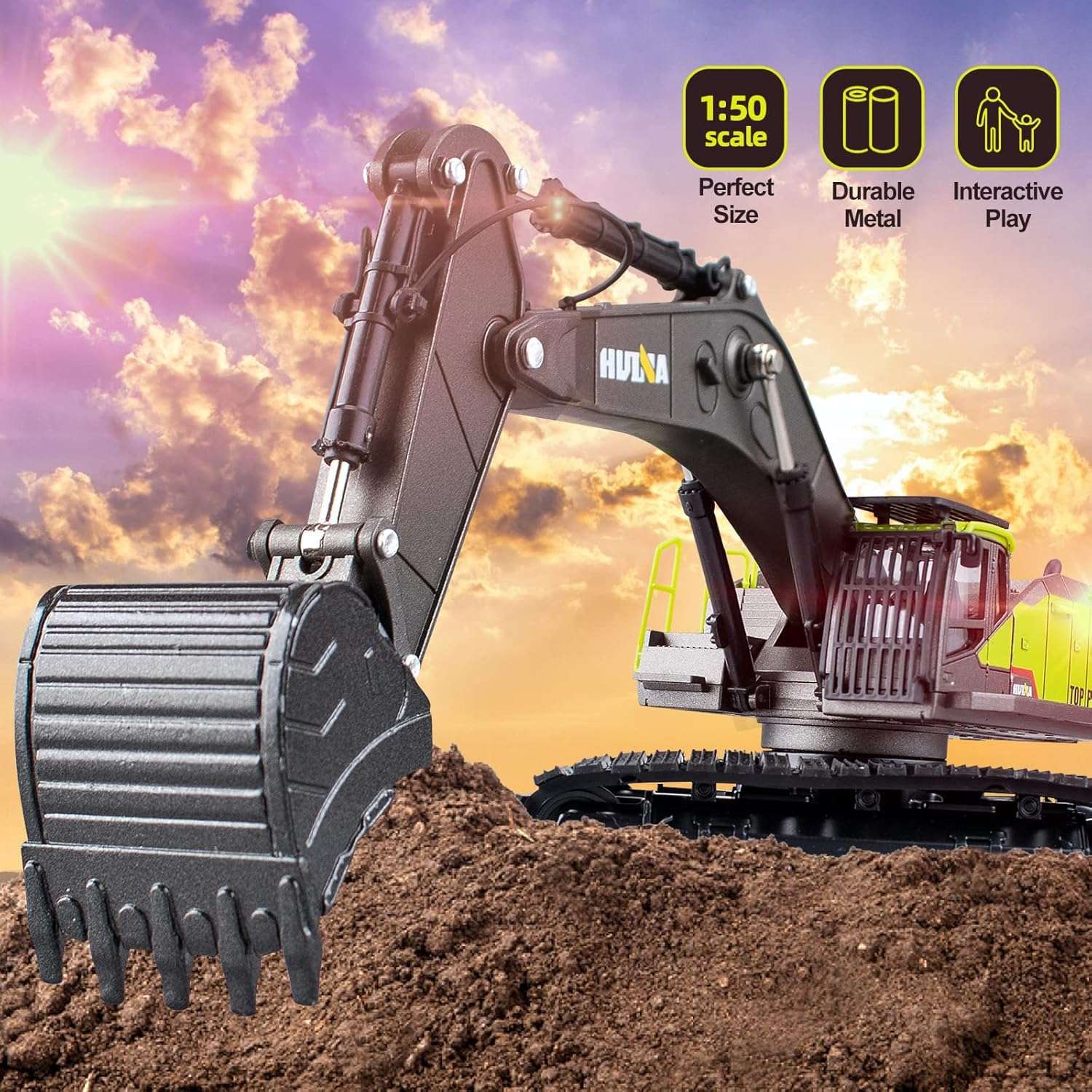 SHOPOFLUX Excavator Construction Friction Toy Vehicle for Kids Excavator2V