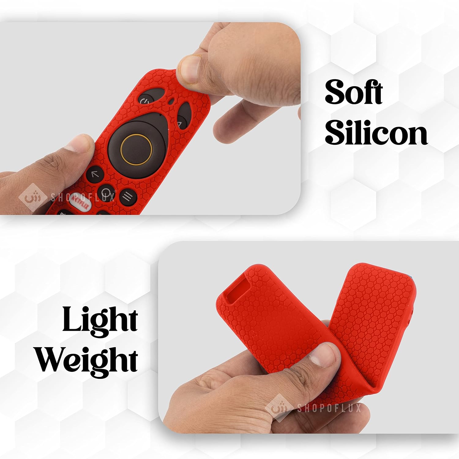 SHOPOFLUX Silicone Remote Cover Compatible with REALME Smart LED TV Anti Slip Remote Case Shockproof Cover (Red) Shopoflux