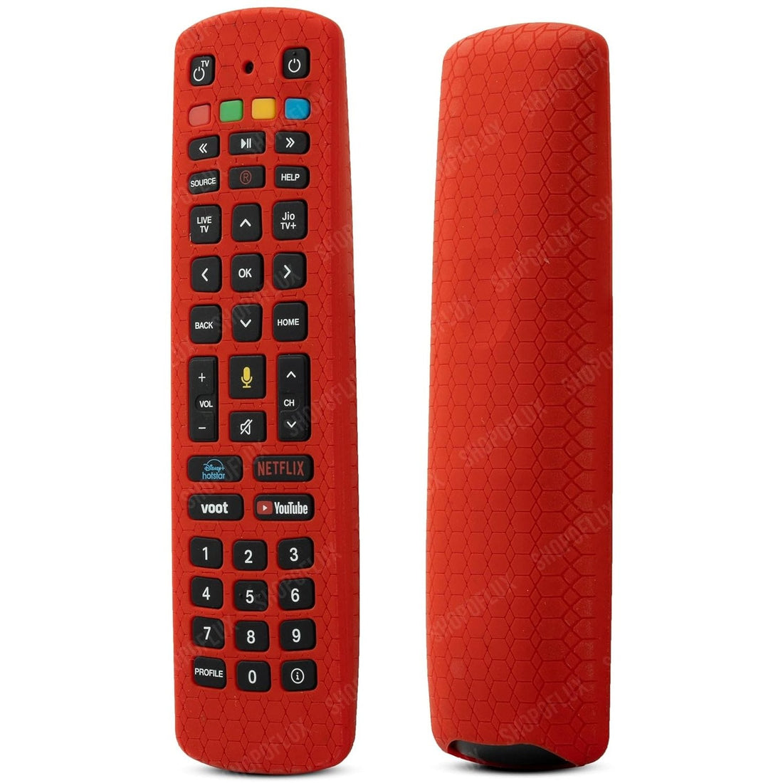SHOPOFLUX Silicone Remote Cover Compatible with Jio TV Remote Anti Slip Case Shockproof Cover (RED) Shopoflux