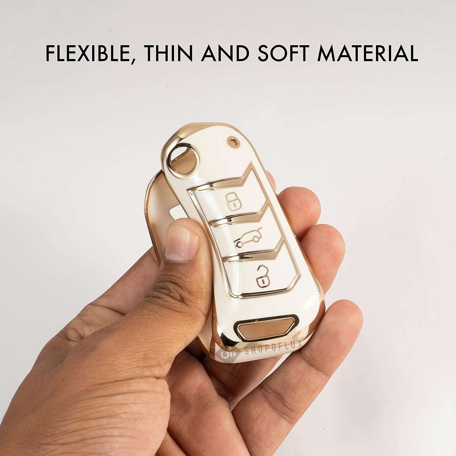Shopoflux® TPU Key Cover Compatible with Mahindra Scorpio N | 3XO | XUV 300 | Marazzo | XUV 700 | XUV 400 ev | Bolero | Thar Roxx 3 Button Flip Key