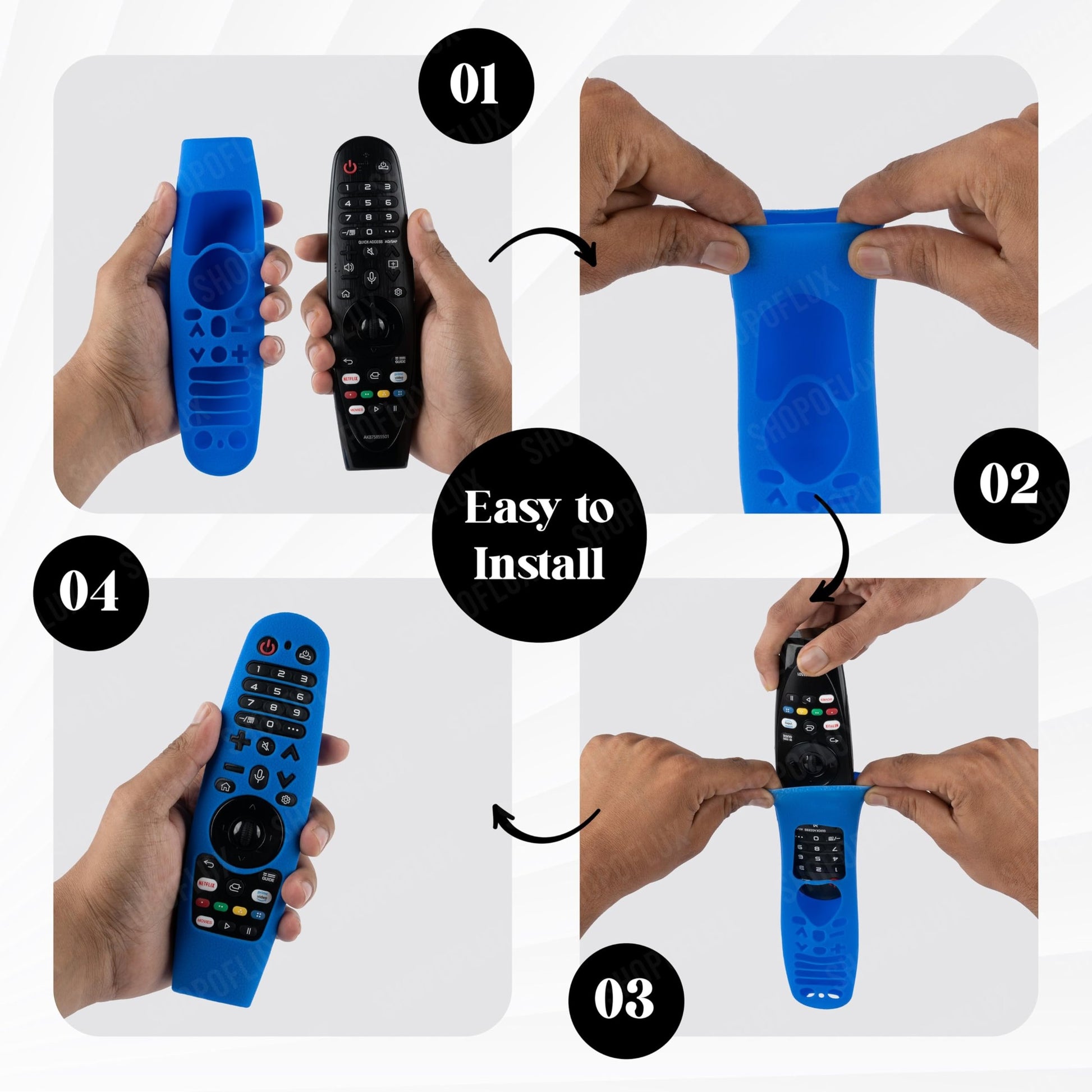 Shopoflux Silicone Full Wrap Case Compatible with LG AN-MR19BA AN-MR600 Magic Remote with Lanyard [Remote Not Included] (Blue) Shopoflux