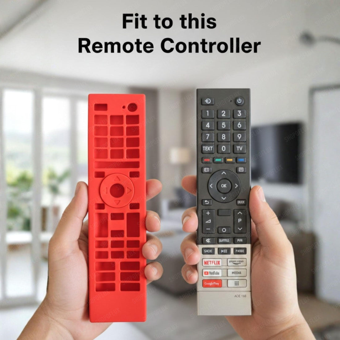 SHOPOFLUX Silicone TV Remote Cover Compatible with Toshiba Smart TV Protective Case with Lanyard (RED) Shopoflux
