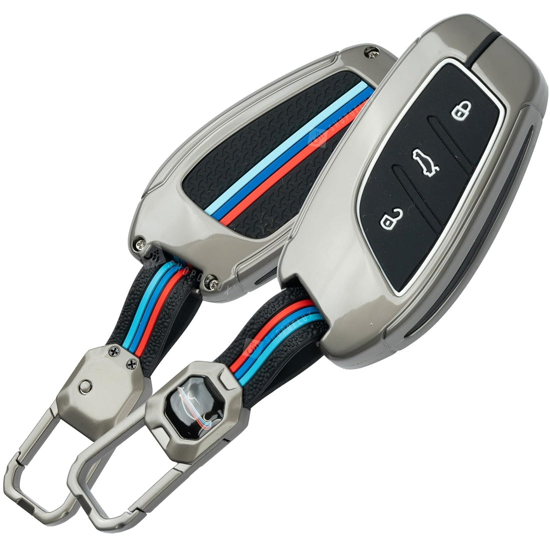 SHOPOFLUX Metal Key Cover Compatible for MG ZS EV Electric | Astor 3 Button Smart Key