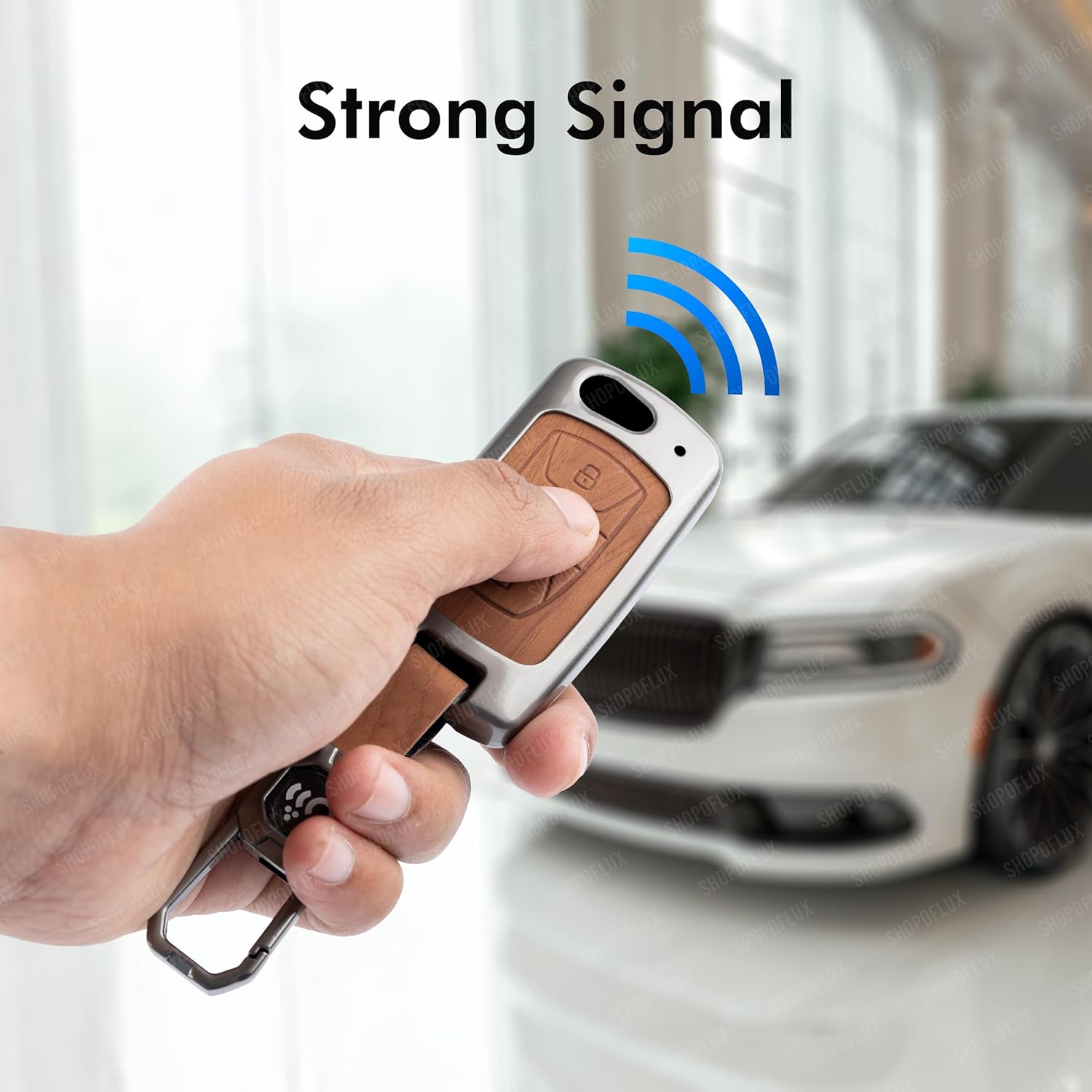 SHOPOFLUX Metal Key Cover Compatible with Tata Tiago | Nexon | Altroz | Curvv | Safari | Storme | Zest | Bolt | Tigor | Punch | Hexa 3 Button Flip Key (Leather Black Brown) Shopoflux