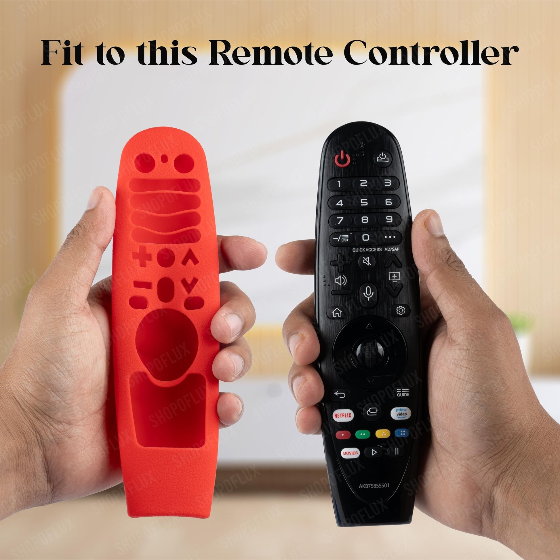 Shopoflux Silicone Full Wrap Case Compatible with LG AN-MR19BA AN-MR600 Magic Remote with Lanyard [Remote Not Included] (RED) Shopoflux