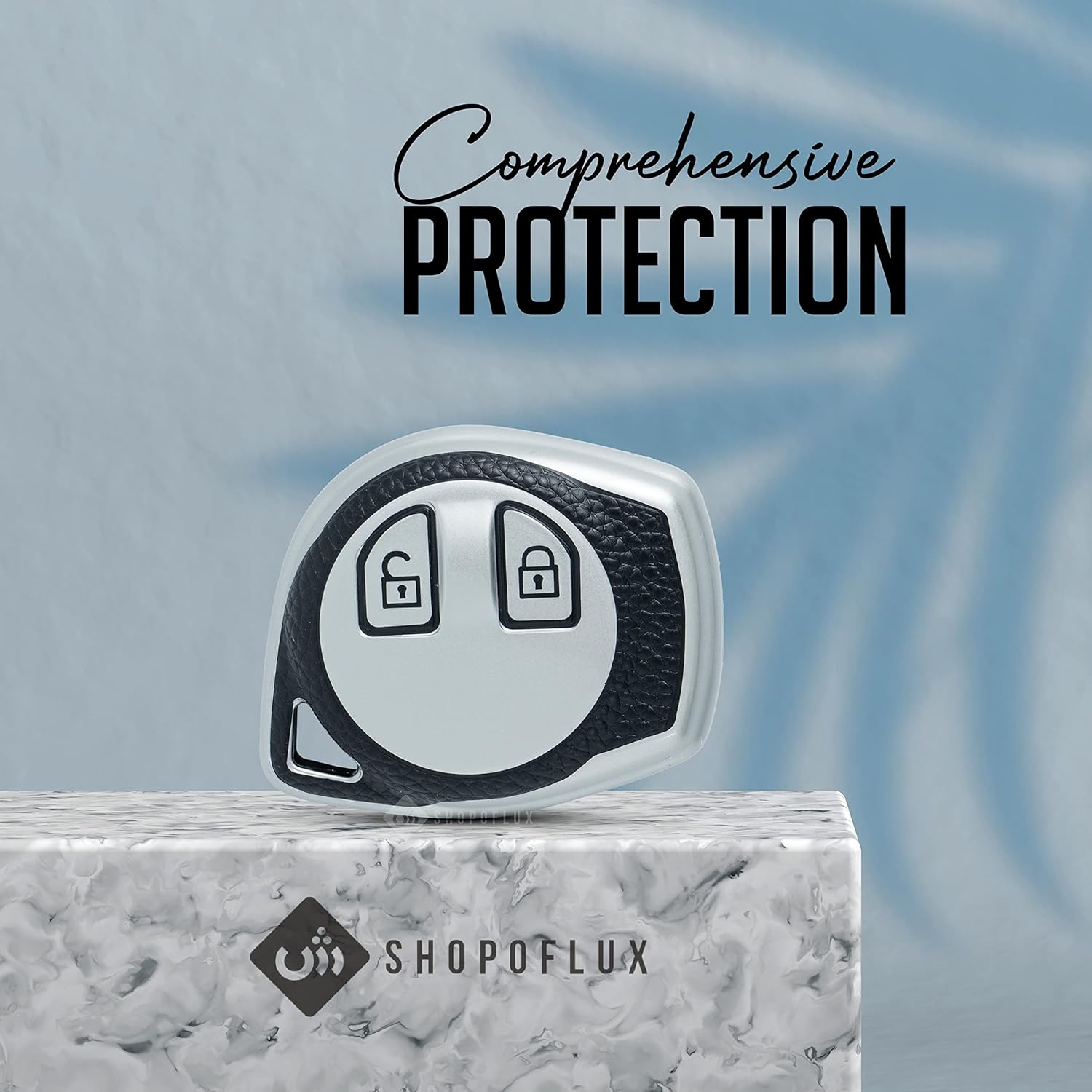 Shopoflux TPU Leather Key Cover Compitable for Suzuki Toyota and Swift | Ertiga | Wagonr | Celerio | Swift Dzire | Alto | Fronx | Breza | S Presso | Ignis 2 Button Remote Key Black Gold