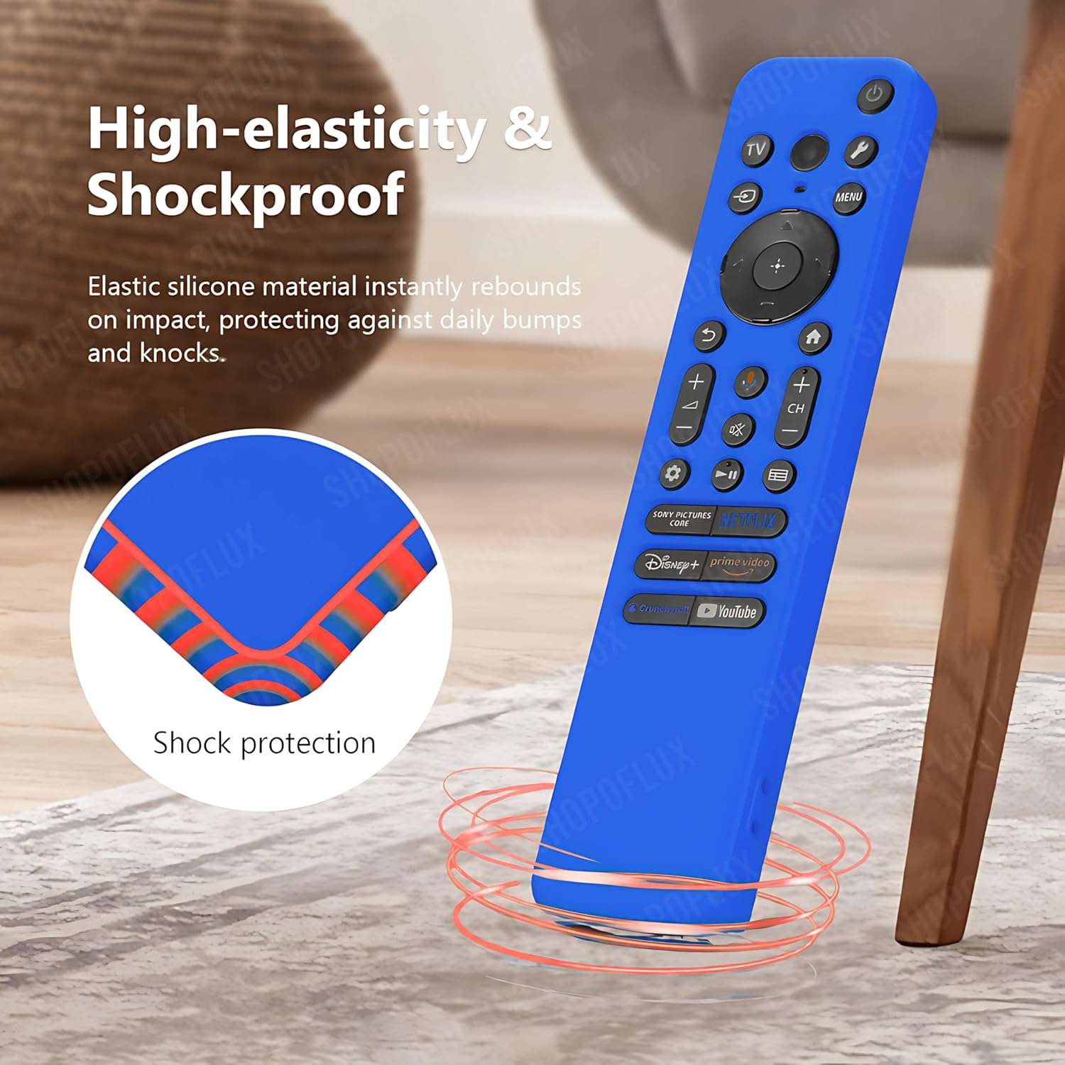 SHOPOFLUX Silicone TV Remote Cover Compatible with Sony Bravia Smart Tv Voice Remote Protective case (Blue) Shopoflux