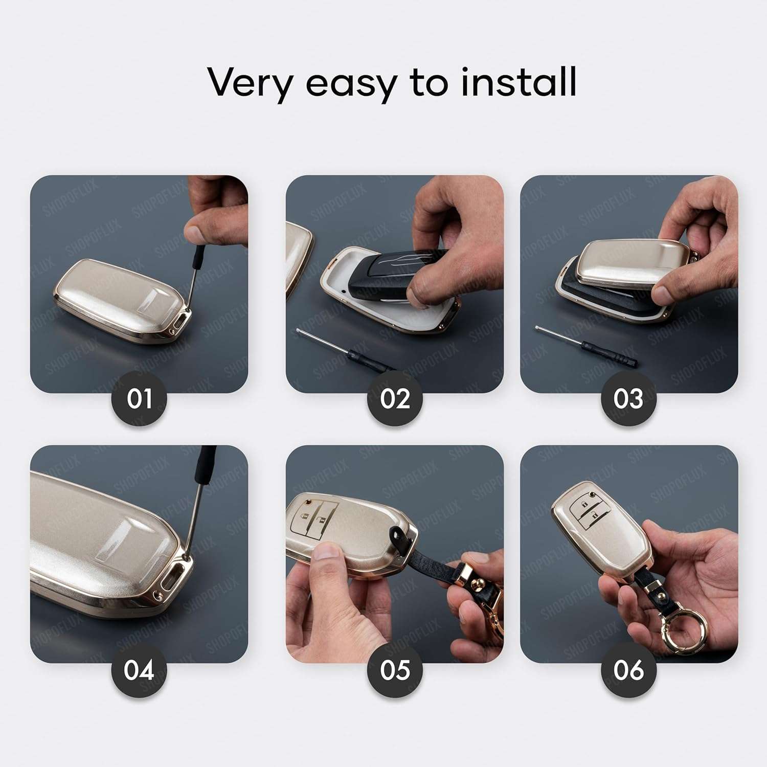 SHOPOFLUX Metal TPU Key Cover Compatible for Toyota Innova Crysta | Hilux | Invicto 2 Button Smart Only