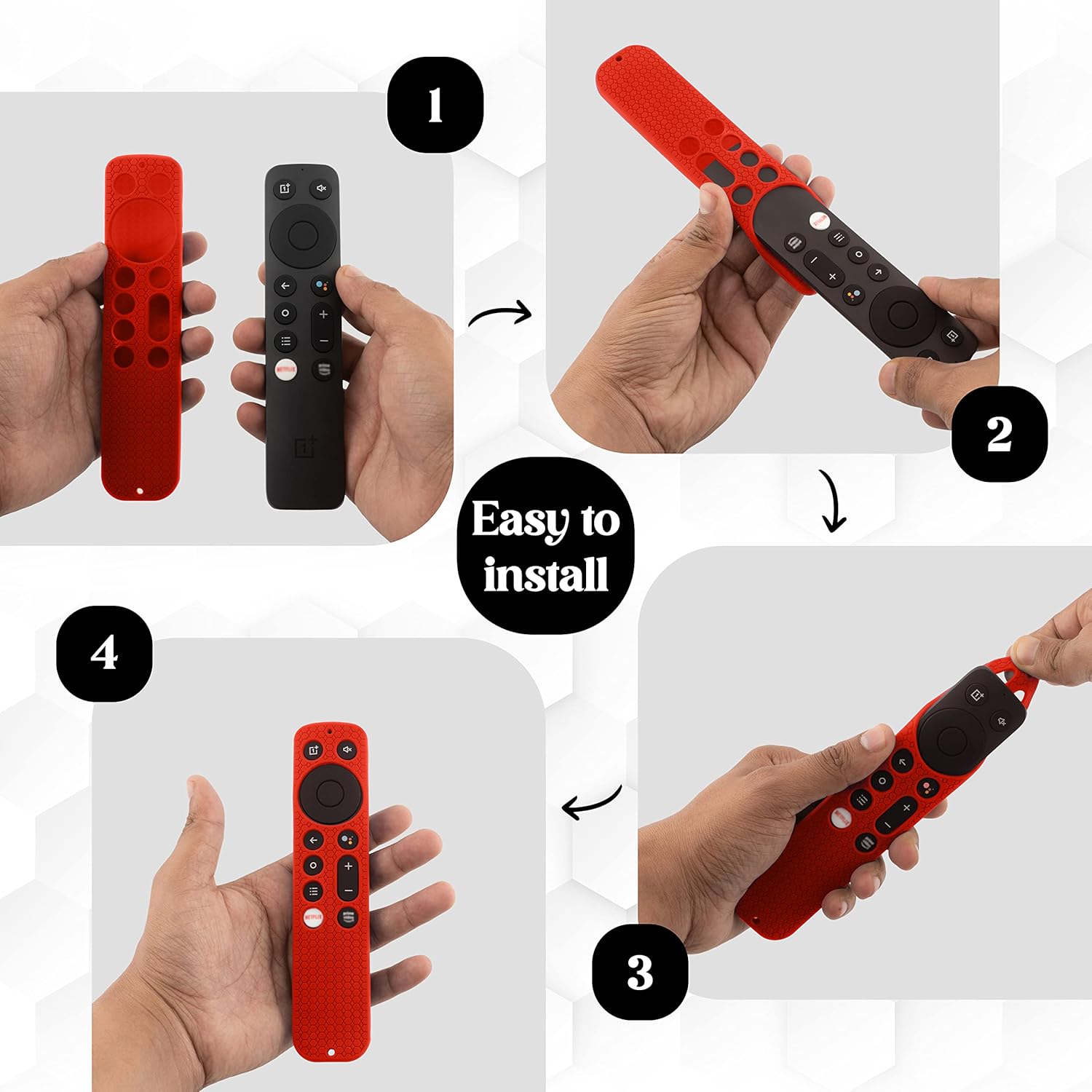 SHOPOFLUX Silicone Remote Cover Compatible with Oneplus Q Series/U Series / Y1S / Y1S Edge Smart LED TV Remote (Red) Shopoflux