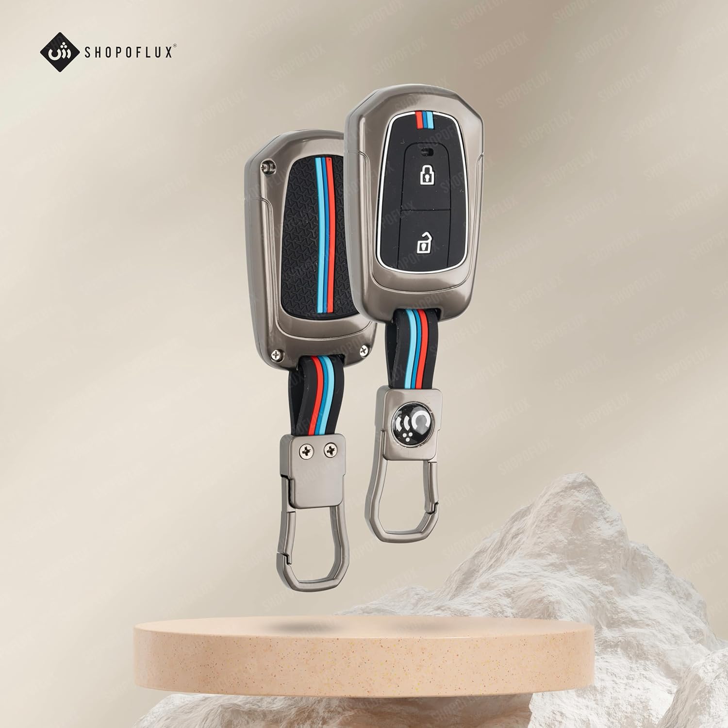SHOPOFLUX Metal Key Cover Compatible for Tata Vista, Manza, Indica, Indigo 2 Button Key