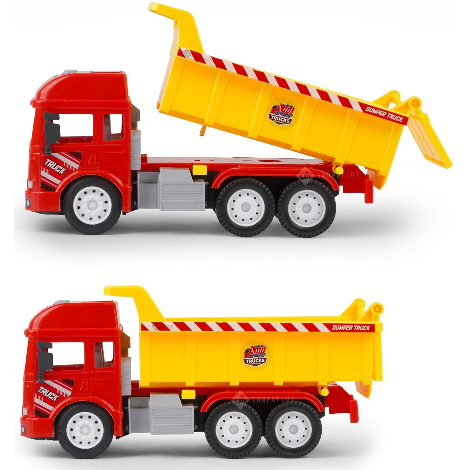 SHOPOFLUX Construction Dumper Truck Toy with Light & Sound, Friction Powered Push and Go Truck Toys for Kids, Boys and Girls Aged 3+ Year Dumper