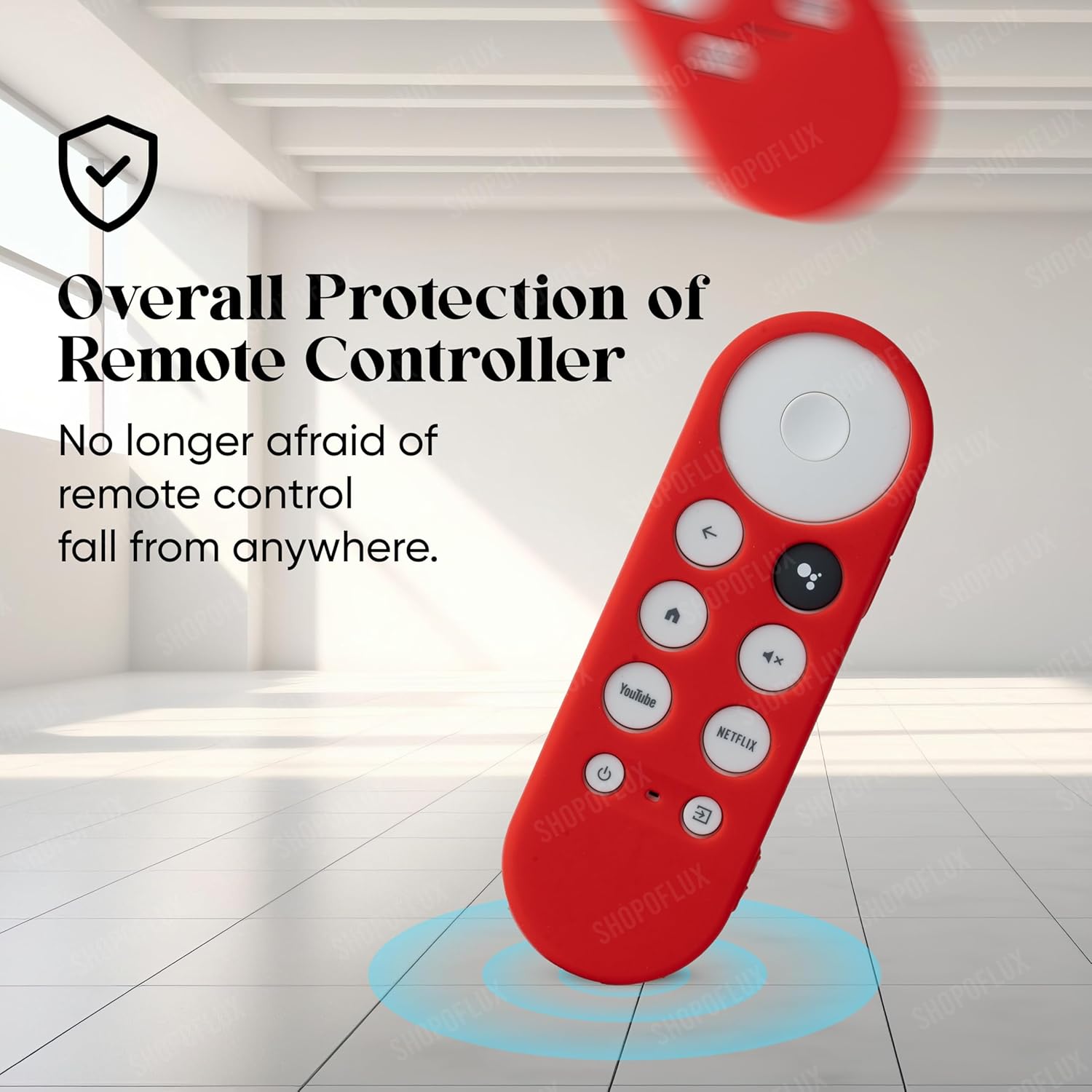 Shopoflux Silicone Full Wrap Remote Case Compatible with Google Chromecast Tv Voice Remote Protective Cover [Remote NOT Included] (RED) Shopoflux