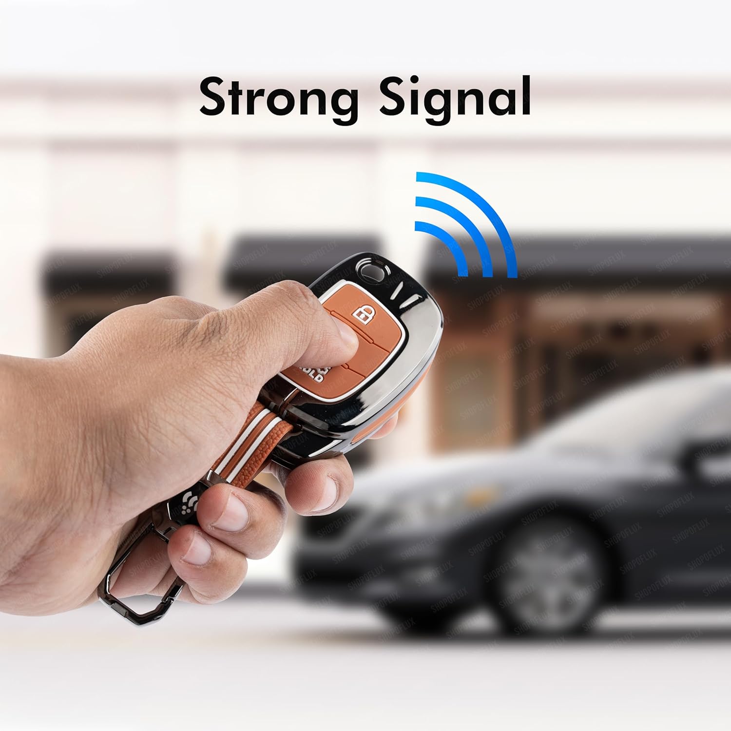 SHOPOFLUX Metal Key Cover for Hyundai Hyundai Creta, Venue, Tucson, Alcazar, I20, Grand i10 Nios, Aura, Xcent, Exter 3 Button Flip Key Only (Metal Black Silicone) Shopoflux