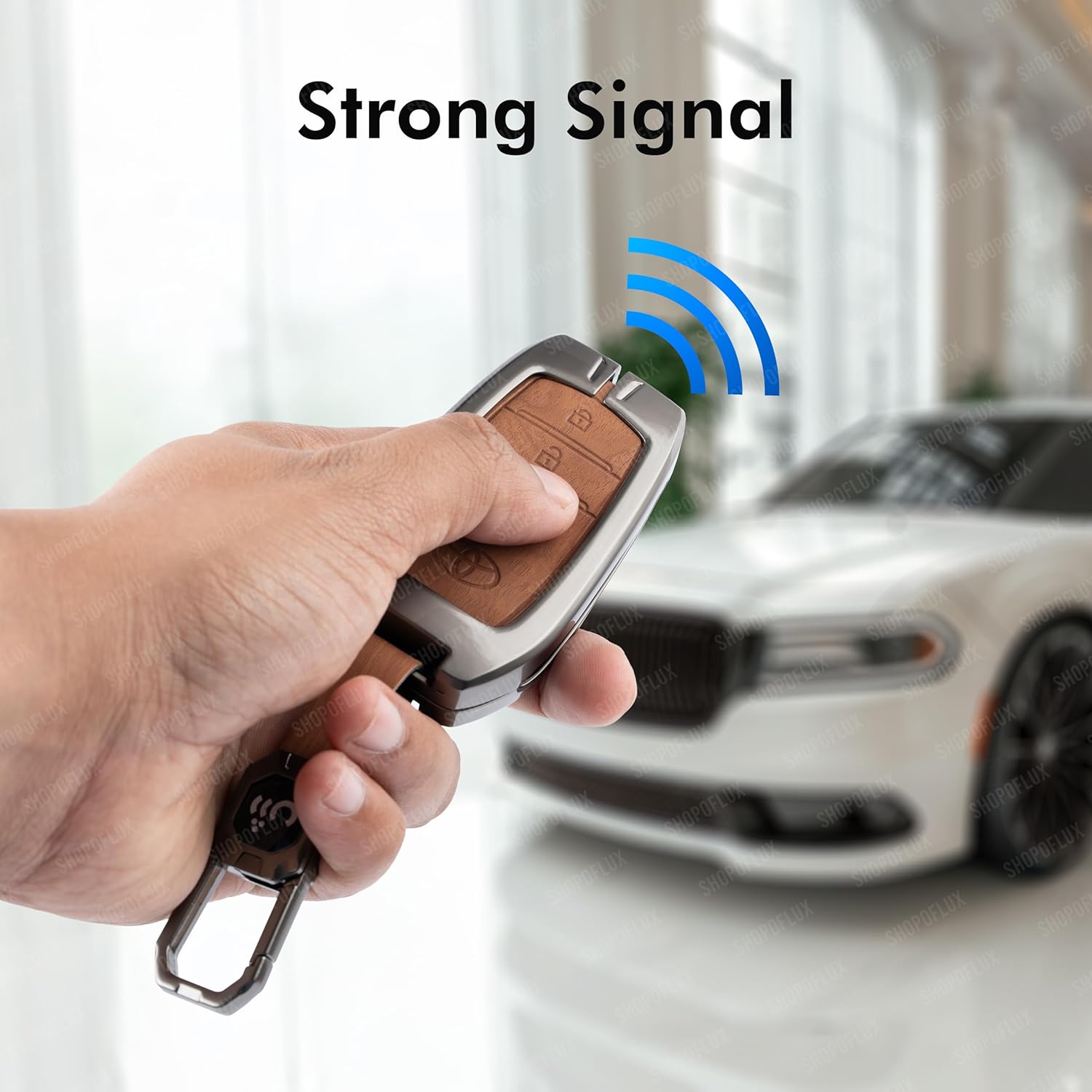 SHOPOFLUX Metal Key Cover Compatible with Toyota Innova Crysta, Hilux, Invicto 2 Button Smart Only (Leather Black Brown) Shopoflux