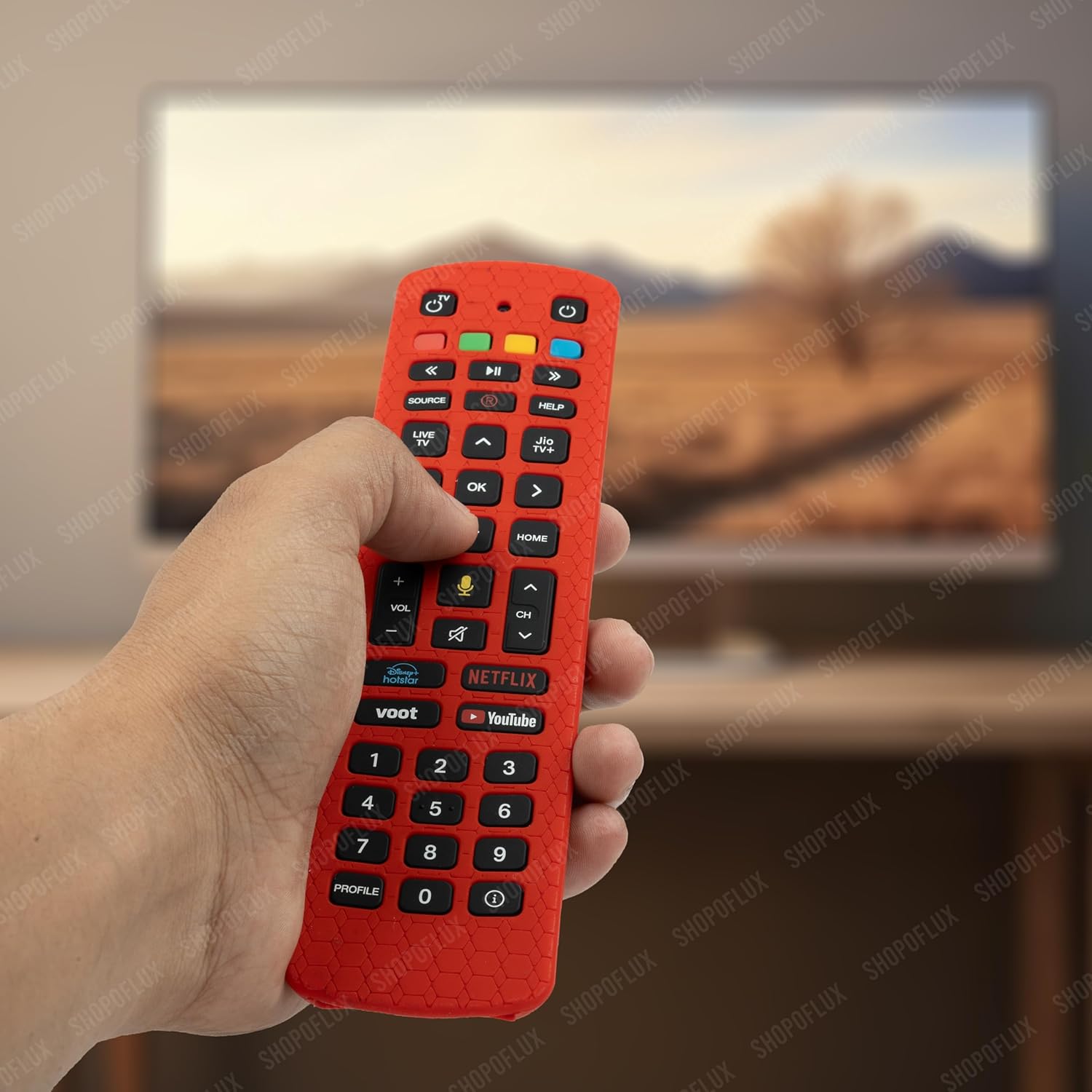 SHOPOFLUX Silicone Remote Cover Compatible with Jio TV Remote Anti Slip Case Shockproof Cover (RED) Shopoflux