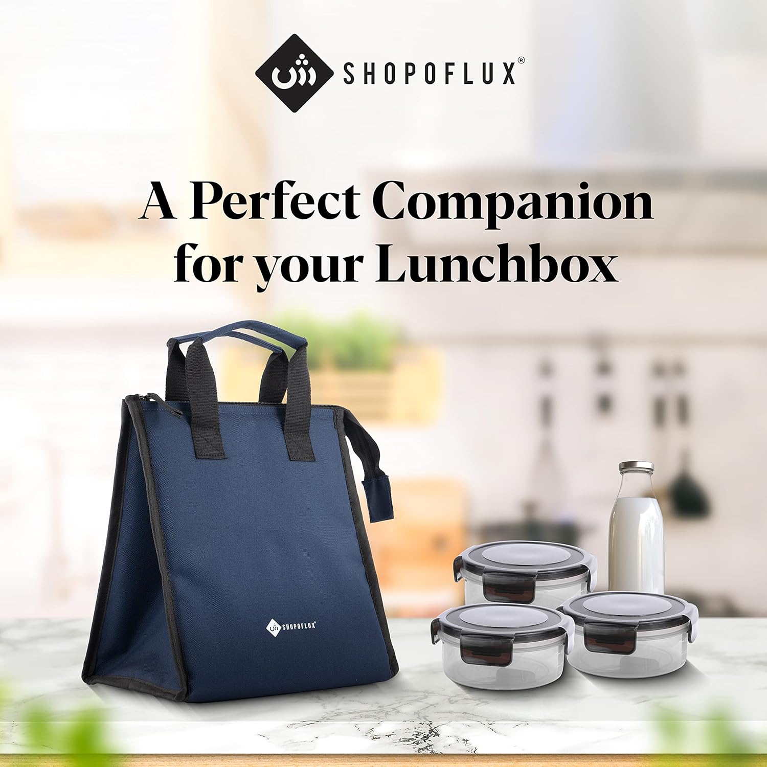 SHOPOFLUX Lunch Bag for Men and Women, Insulated Tiffin Bags for Office, College, School Blue