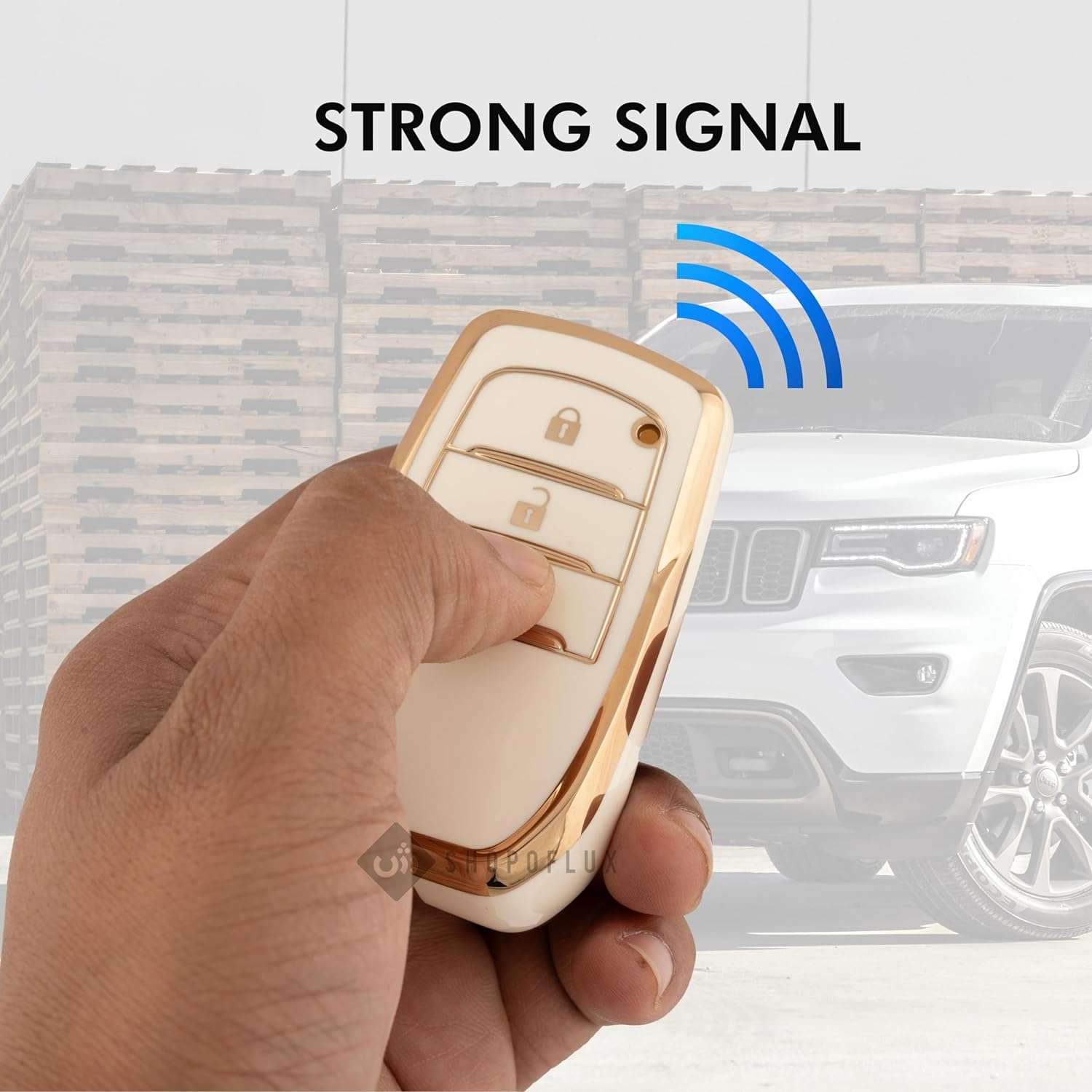 SHOPOFLUX TPU Key Cover Compatible with Toyota Fortuner | Fortuner Legender | Innova Hycross | Invicto 3 Button Smart Key Black & white