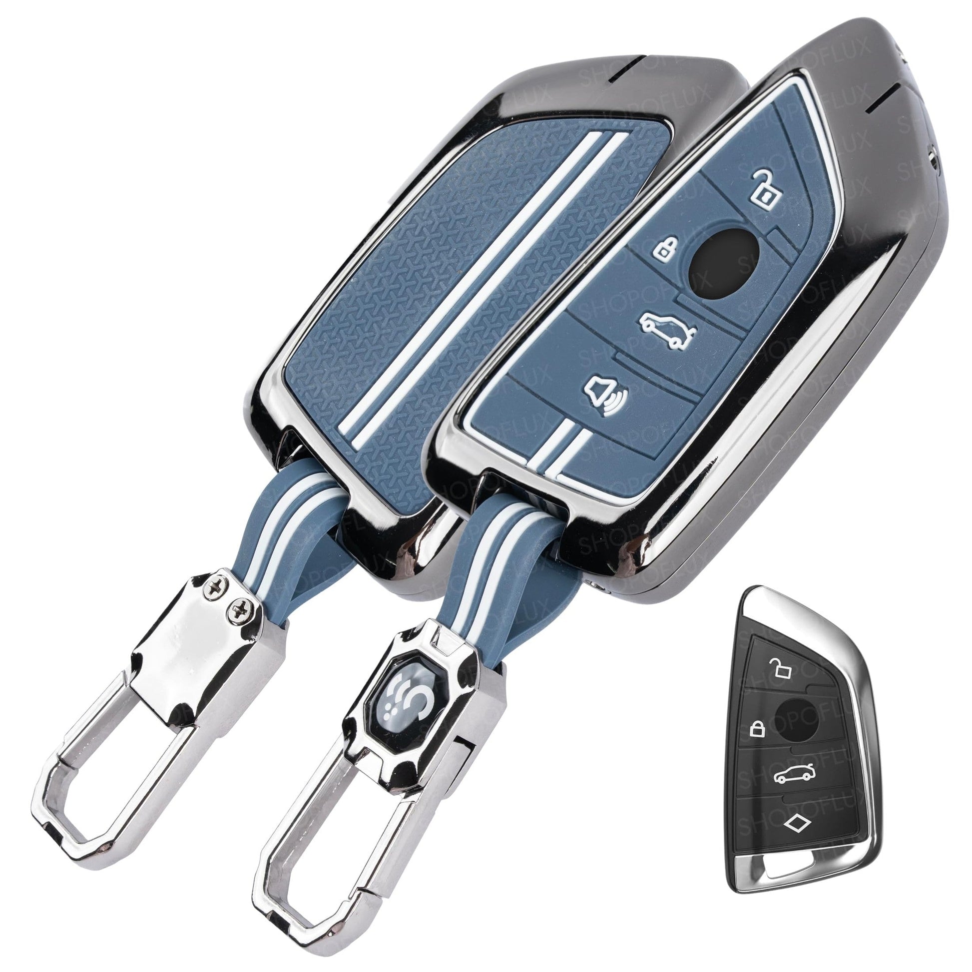 SHOPOFLUX Metal Key Cover Compatible for BMW X1, X3, X6, X5, 5 Series, 6 Series, 7 Series 4 Button Smart Key Shopoflux