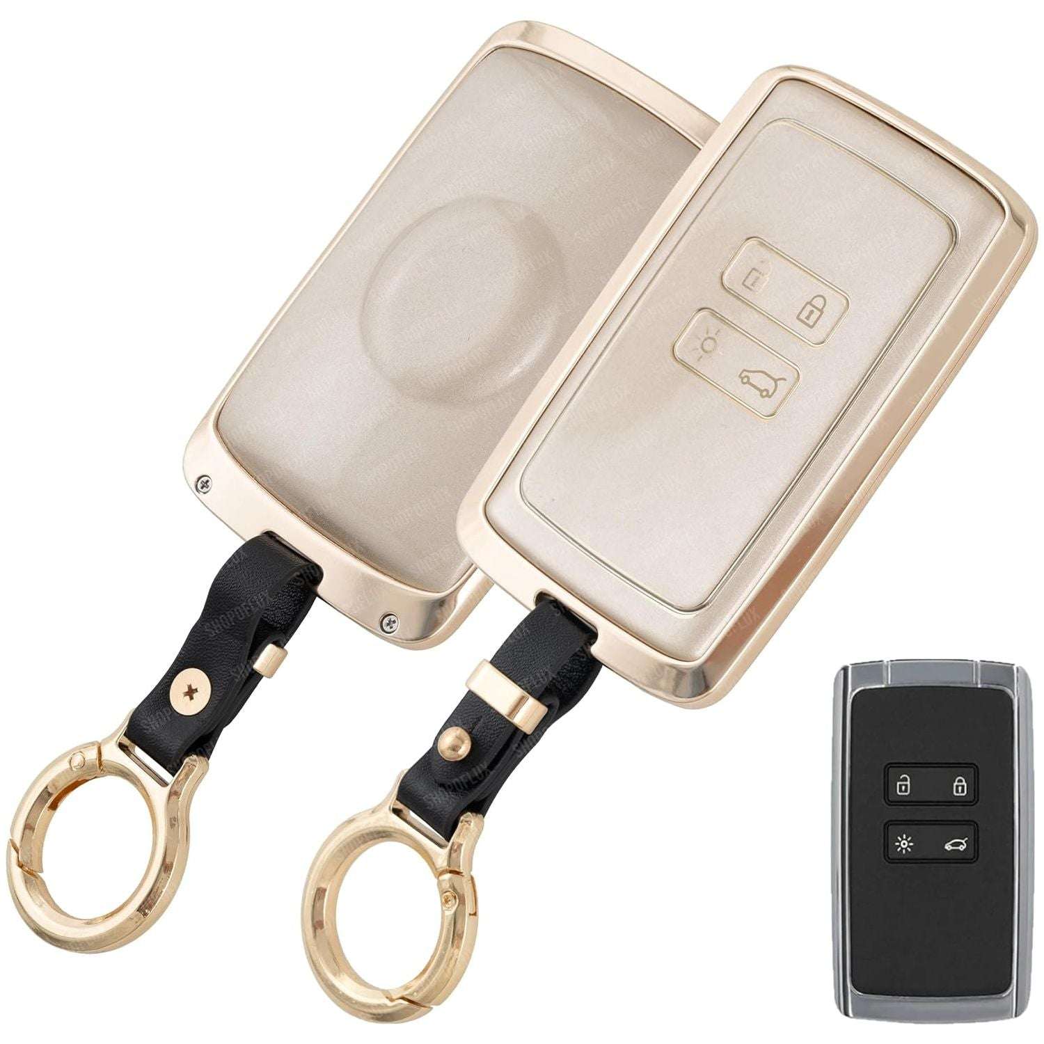 SHOPOFLUX Metal TPU Key Cover Compatible with Renault Triber | Kiger 4 Button Smart Key
