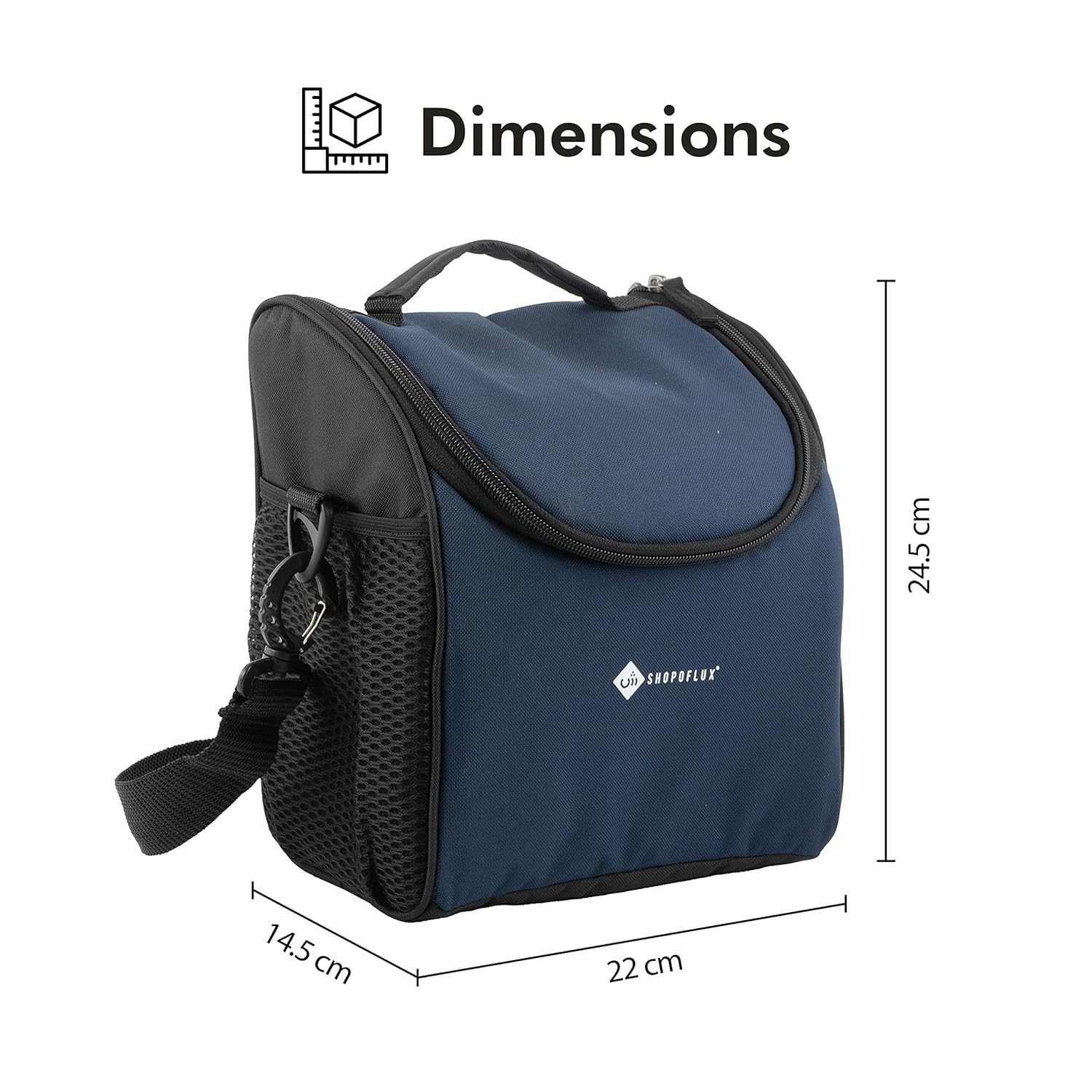 SHOPOFLUX Lunch Bag for Men and Women, Insulated Tiffin Bags for Office, College, School with Crossbody Belt Blue