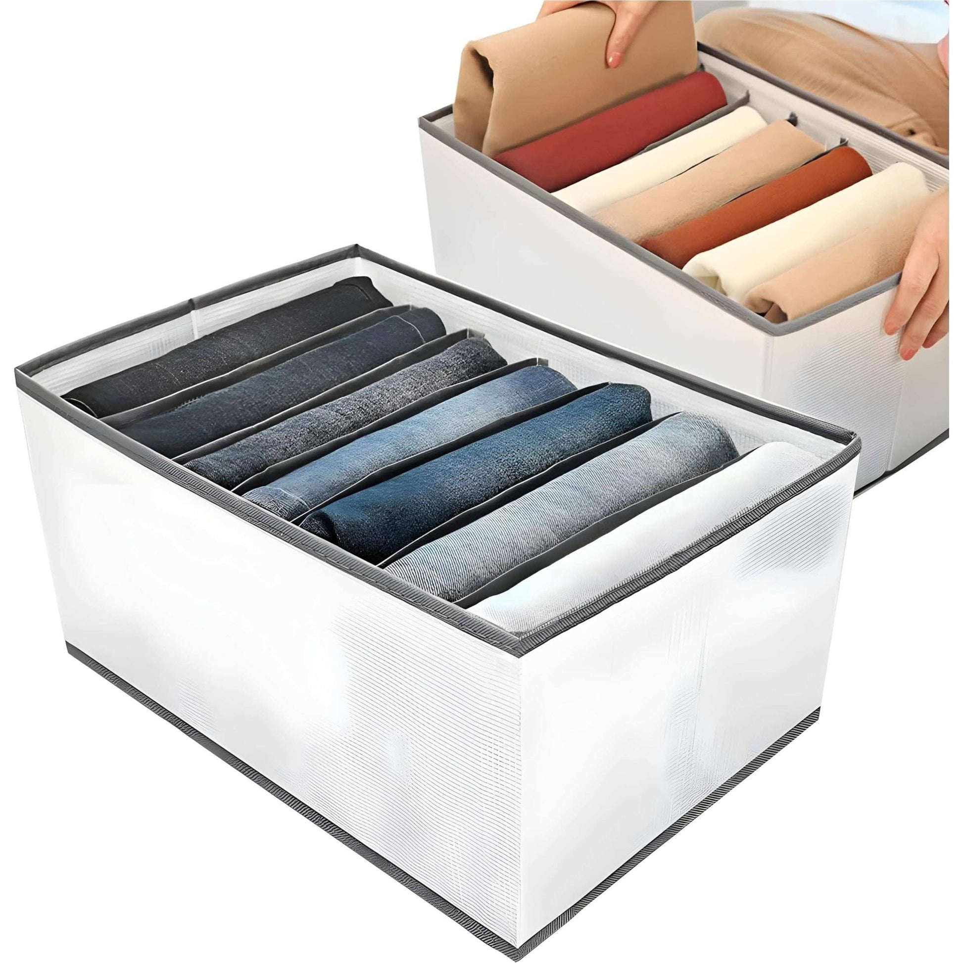 SHOPOFLUX Clothes Organizer for Wardrobe - Ideal for Jeans, Pants, Shirts - Drawer Closet Storage Solution White 7 Slots