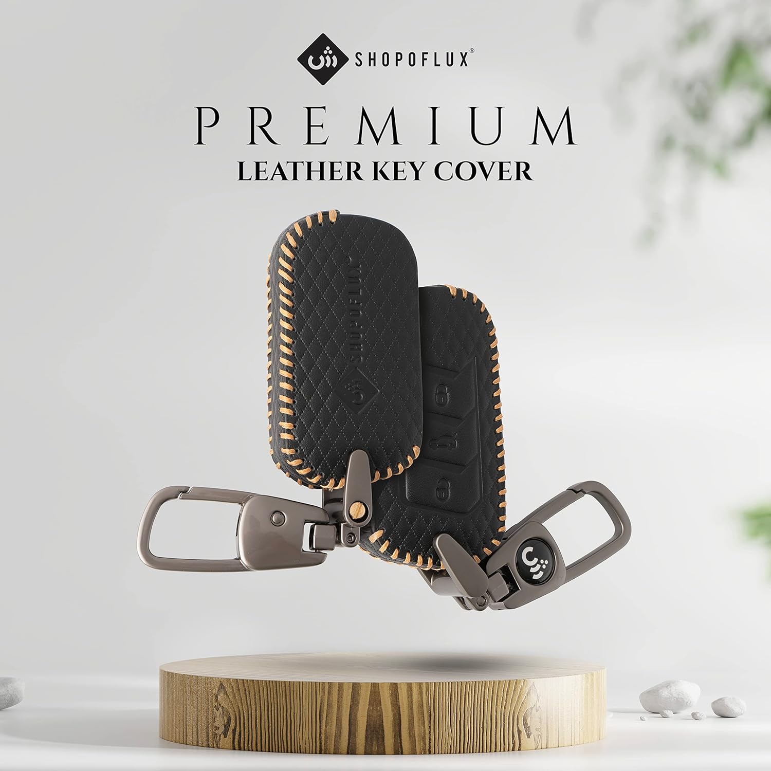 SHOPOFLUX Leather Key Cover Compatible with Mahindra Scorpio N | 3XO | XUV 300 | Marazzo | XUV 700 | XUV 400 ev | Bolero | Thar Roxx 3 Button Flip Key