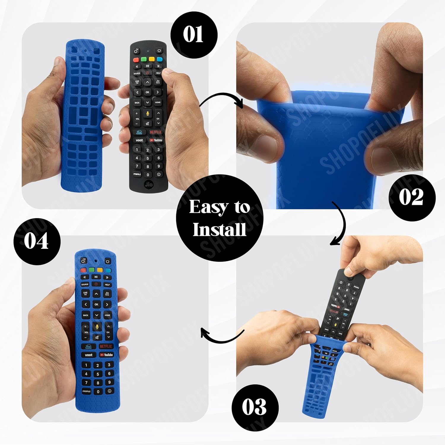 SHOPOFLUX Silicone Remote Cover Compatible with Jio TV Remote Anti Slip Case Shockproof Cover (Blue) Shopoflux