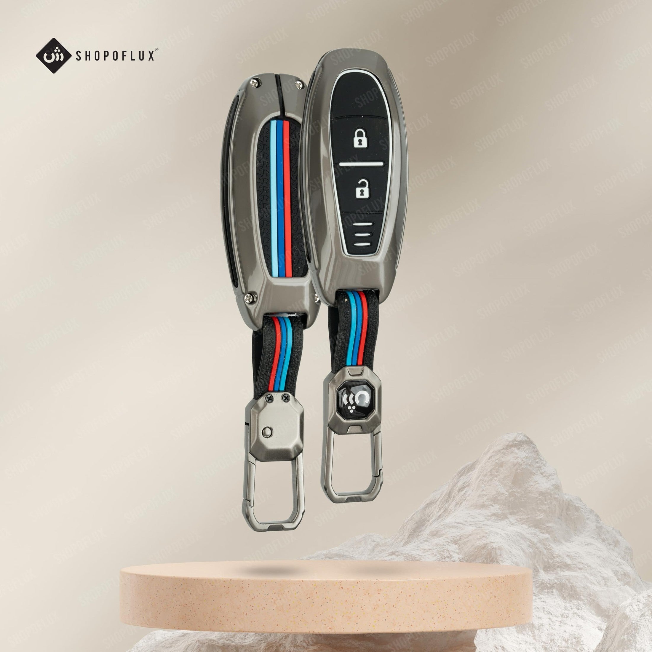 SHOPOFLUX Metal Key Cover Compatible with Baleno | Breeza | S Cross | Ciaz | Swift 2 Button Smart Key