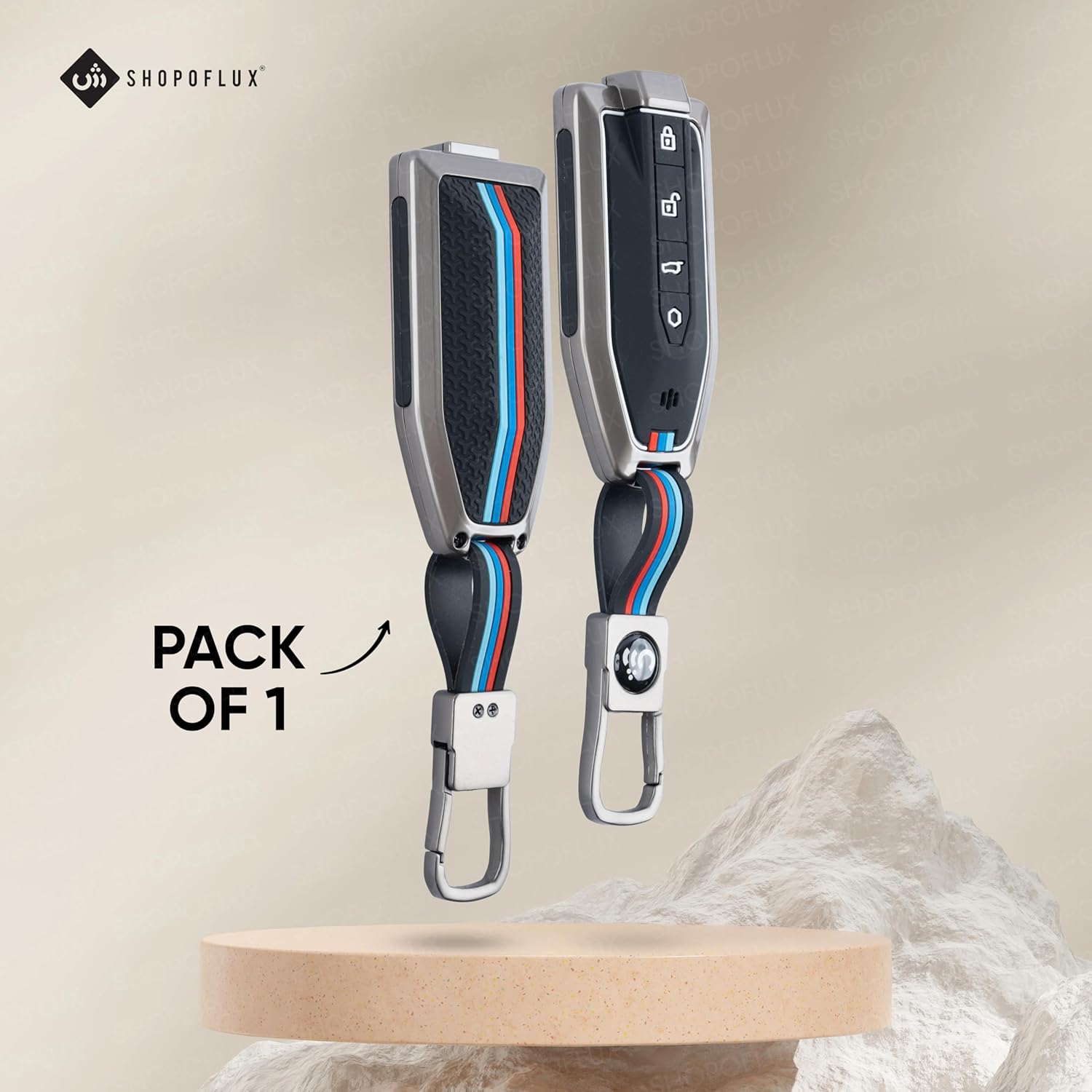 SHOPOFLUX Metal Key Cover Compatible with Mahindra BE 6, XEV 9 EV, XUV 7XO Smart Key (Metal Brown Silicone) Shopoflux