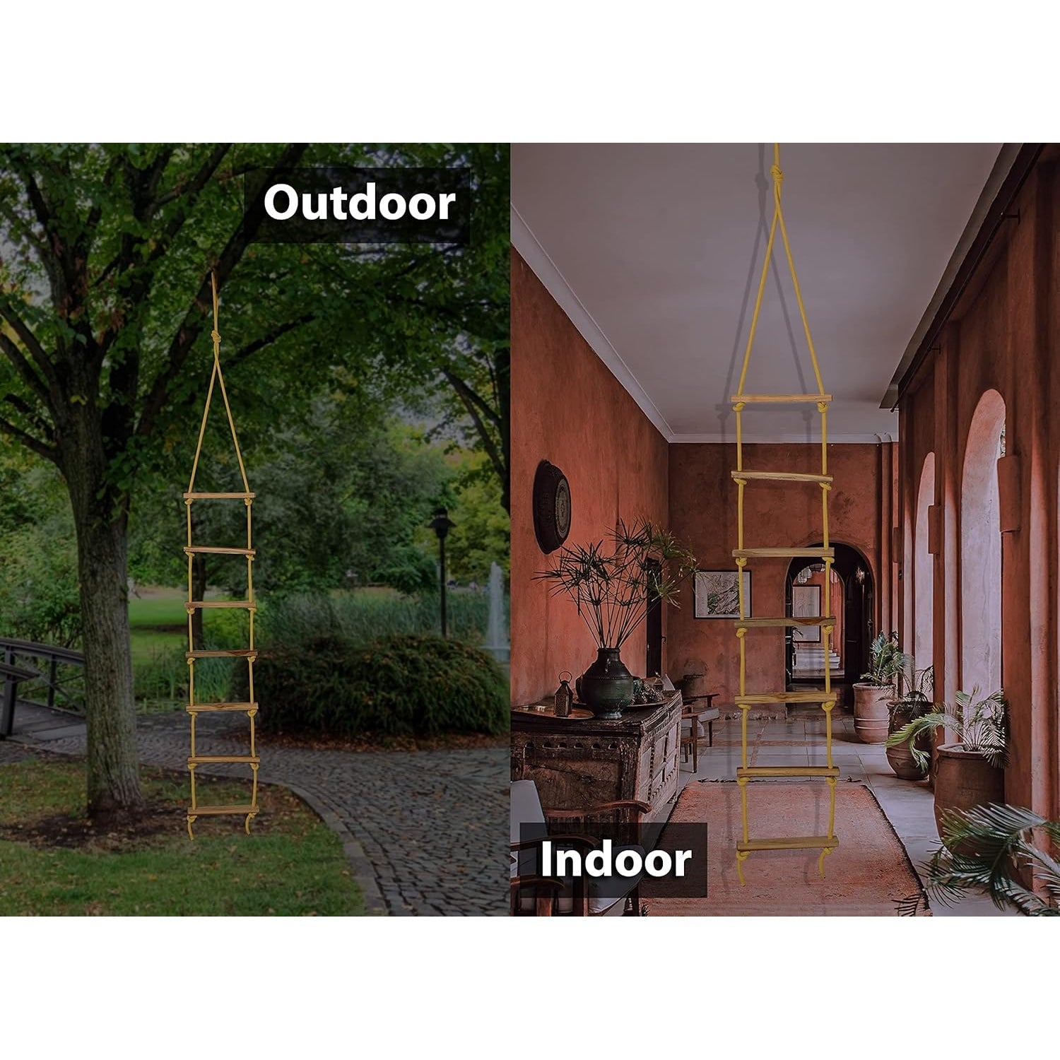 Shopoflux Rope Ladder for Kids | Climbing Ladder for Kids | Wooden Ladder for Kids for Physical Activity | Indoor Outdoor Games for Kids