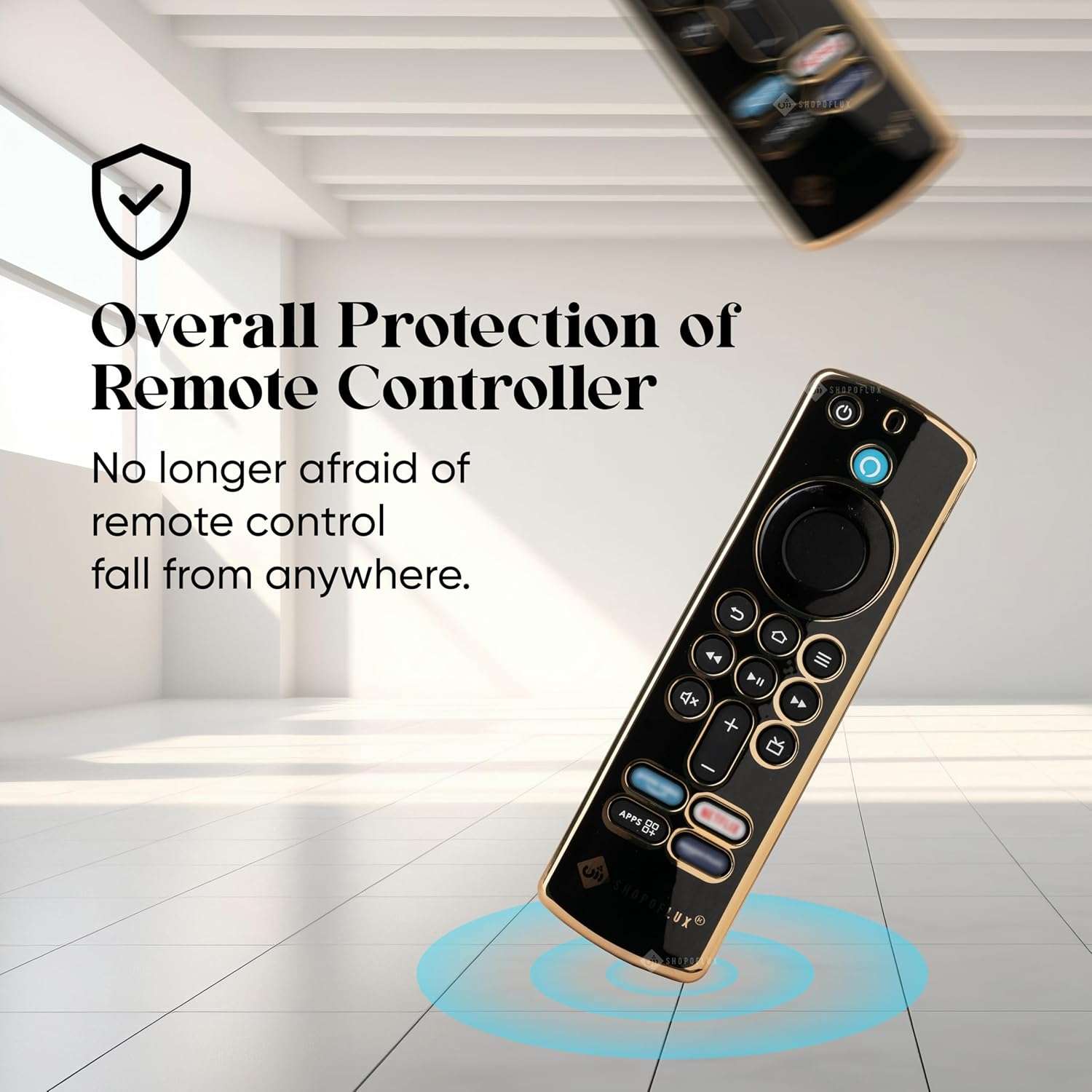 SHOPOFLUX TPU Remote Cover Compatible with Fire TV Stick 3rd Gen 2021 Black Gold