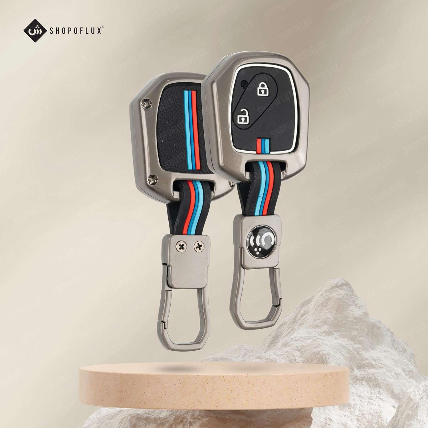 SHOPOFLUX Metal Key Cover Compatible for Honda City | Brio | Mobilio | CRV | Jazz | Amaze | Civic Old Model 2 Button Key