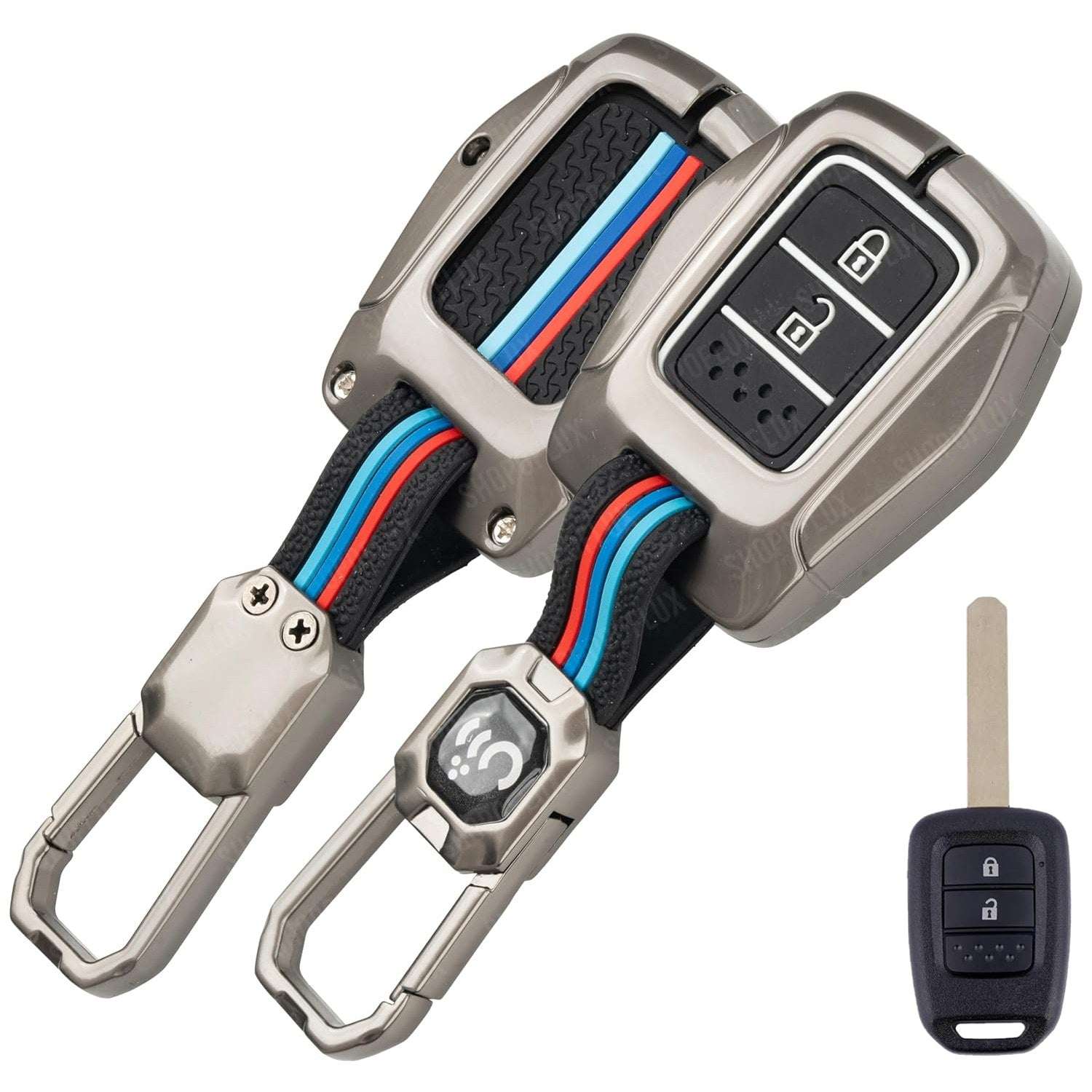 SHOPOFLUX Metal Key Cover Compatible for Honda City | BRV | WRV | CRV | Jazz | Amaze 2 Button Key