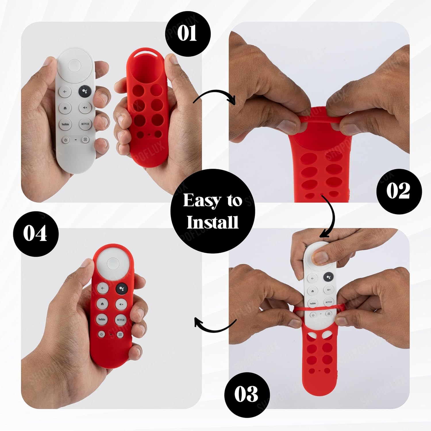 Shopoflux Silicone Full Wrap Remote Case Compatible with Google Chromecast Tv Voice Remote Protective Cover [Remote NOT Included] (RED) Shopoflux