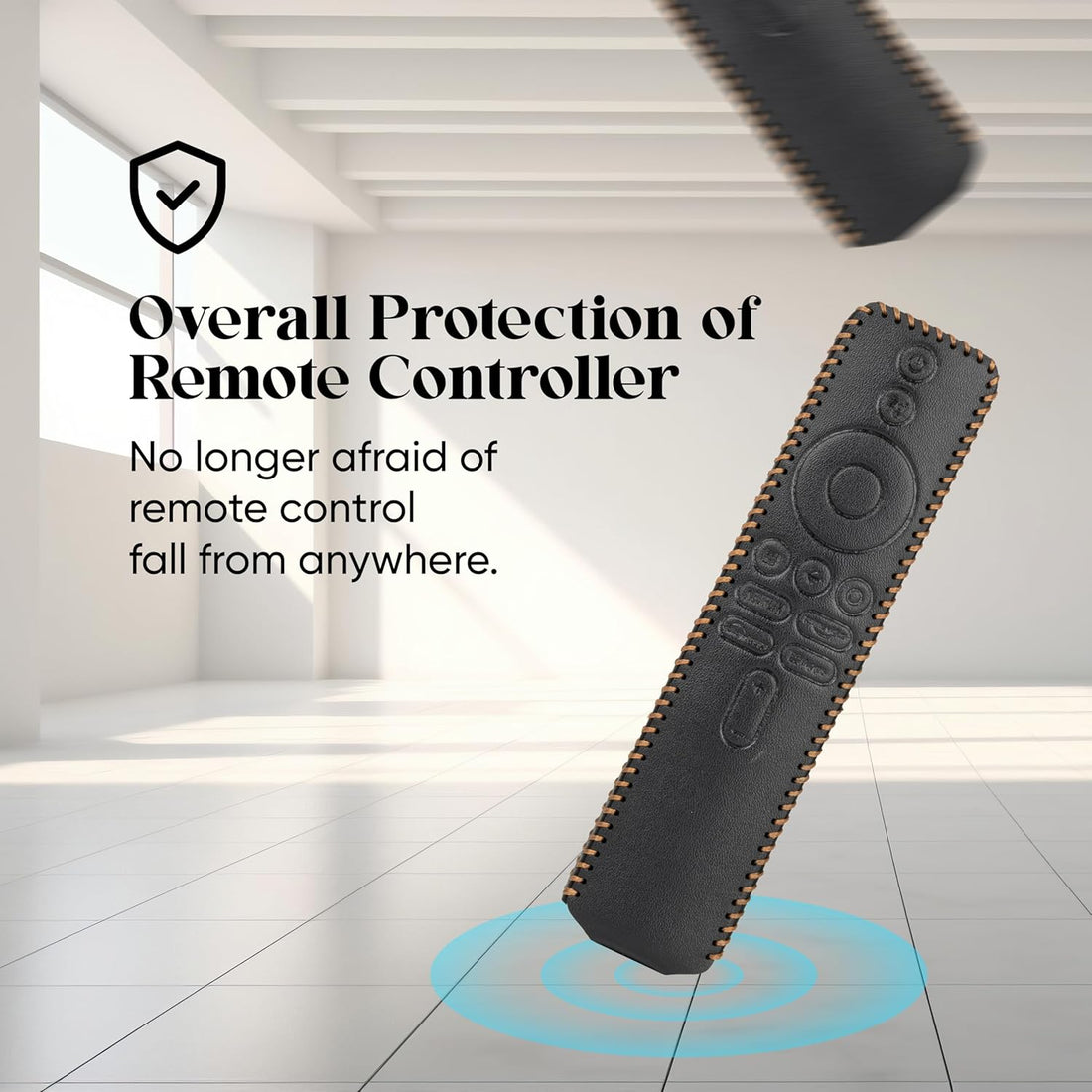 SHOPOFLUX Premium Leather Remote Cover for Xiaomi A Series, X Series, X Pro, 5A, OLED Vision, Redmi 4k Ultra 43 inch TVs Black