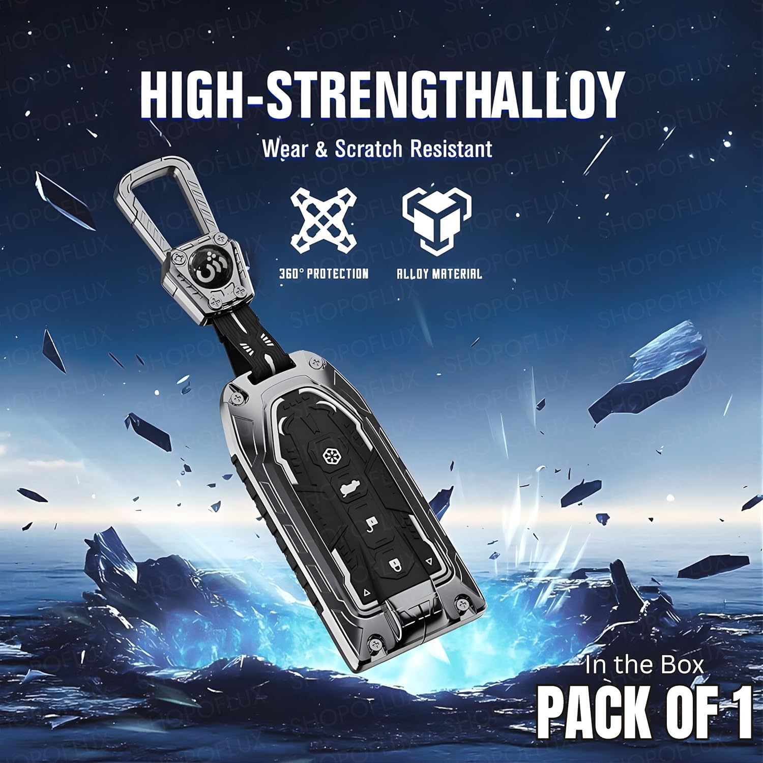 SHOPOFLUX Metal Key Cover Compatible with Mahindra BE 6, XEV 9 EV, XUV 7XO Smart Key (Metal Blue Silicone) Shopoflux