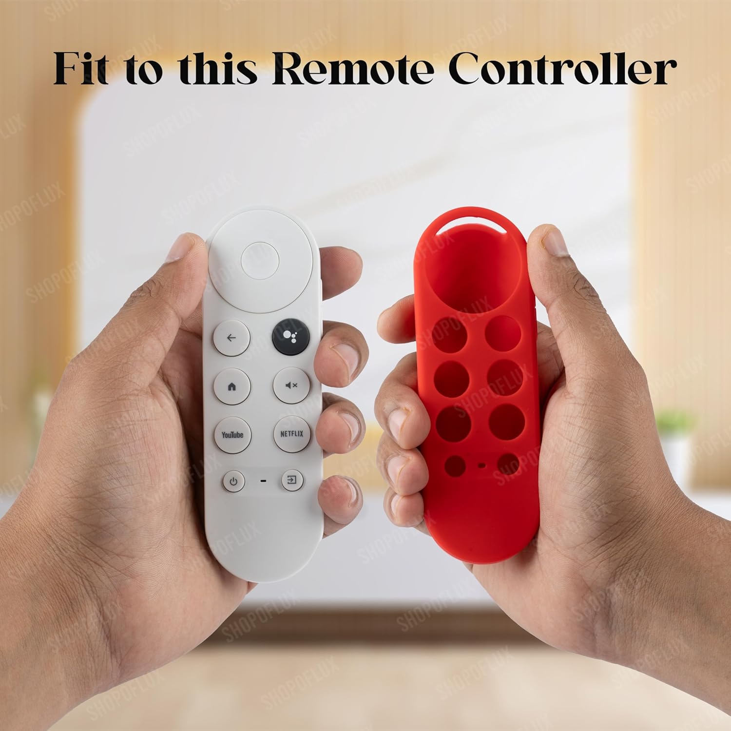Shopoflux Silicone Full Wrap Remote Case Compatible with Google Chromecast Tv Voice Remote Protective Cover [Remote NOT Included] (RED) Shopoflux