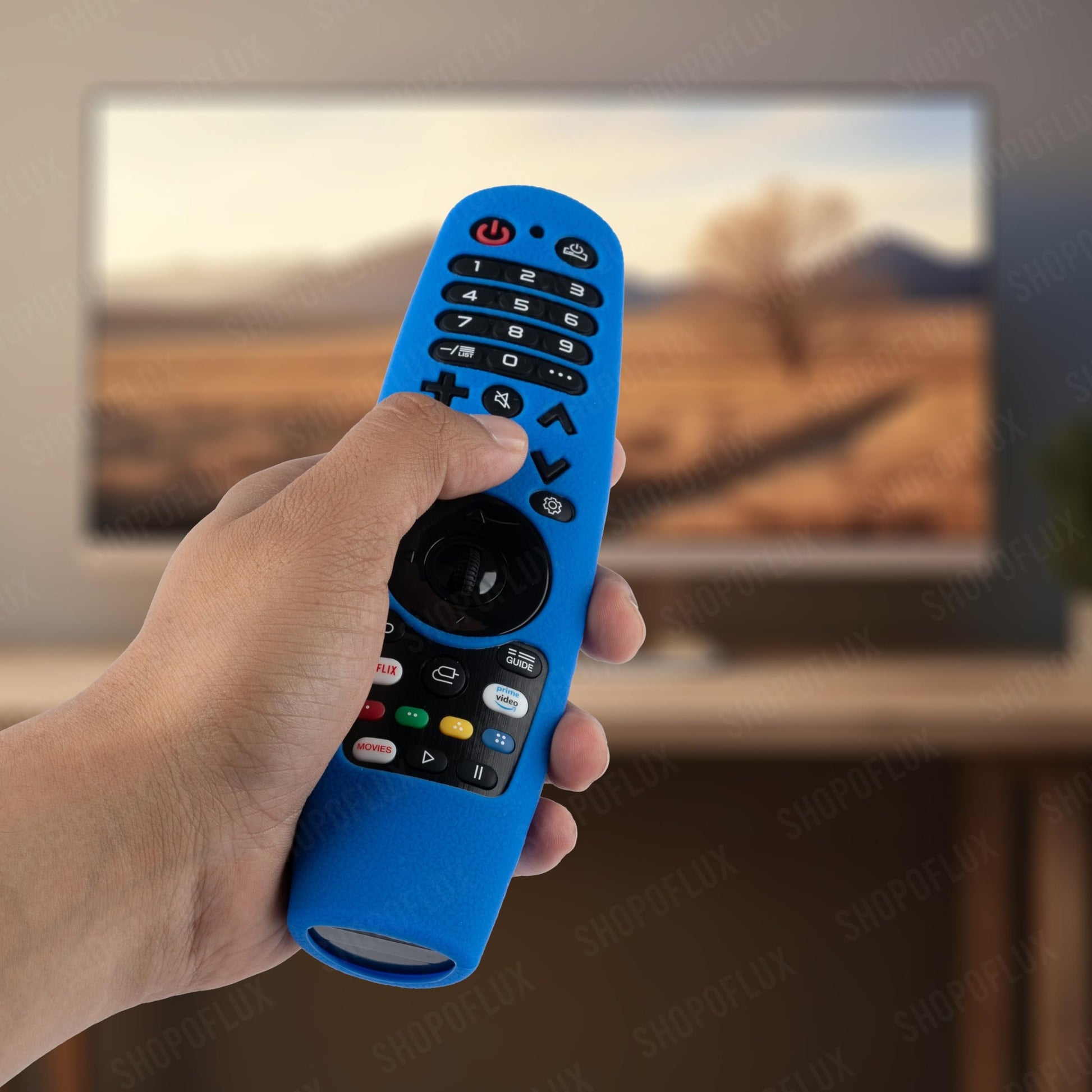Shopoflux Silicone Full Wrap Case Compatible with LG AN-MR19BA AN-MR600 Magic Remote with Lanyard [Remote Not Included] (Blue) Shopoflux