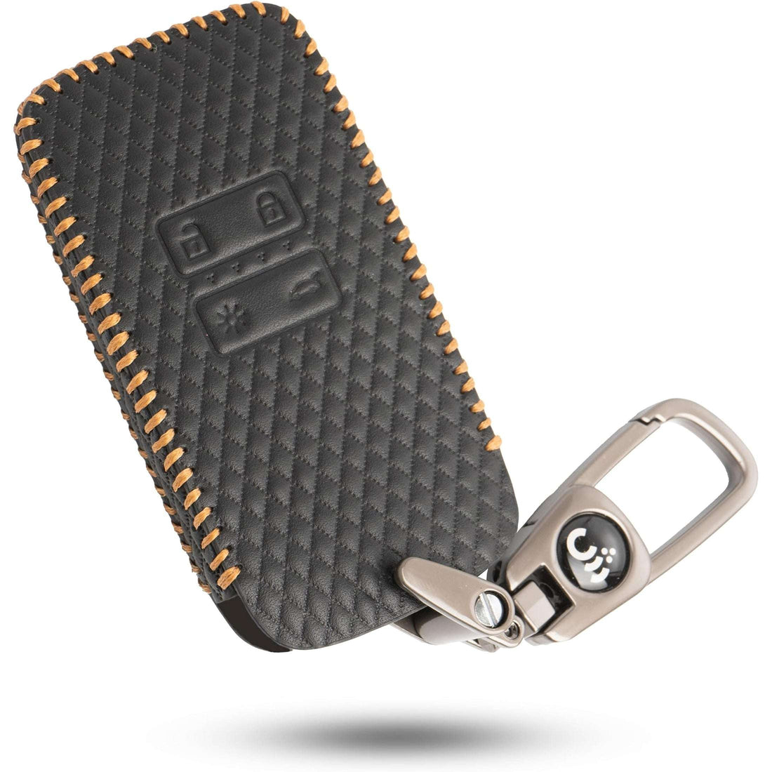 SHOPOFLUX Leather Key Cover Compatible with Renault Triber | Kiger 4 Button Smart Key Black
