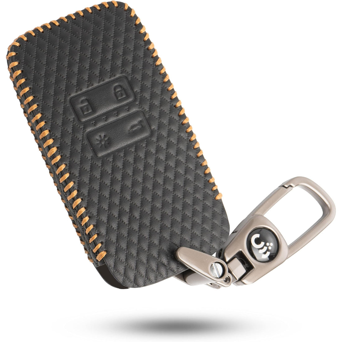 SHOPOFLUX Leather Key Cover Compatible with Renault Triber | Kiger 4 Button Smart Key Black