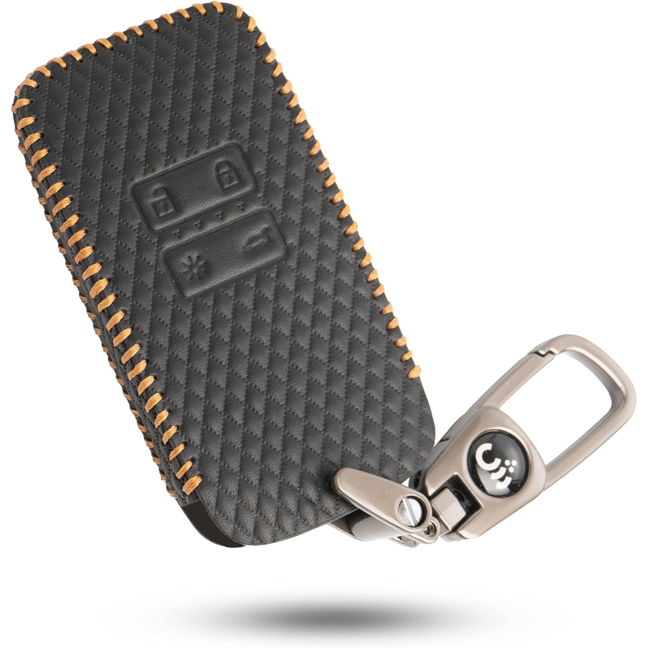 SHOPOFLUX Leather Key Cover Compatible with Renault Triber | Kiger 4 Button Smart Key Black