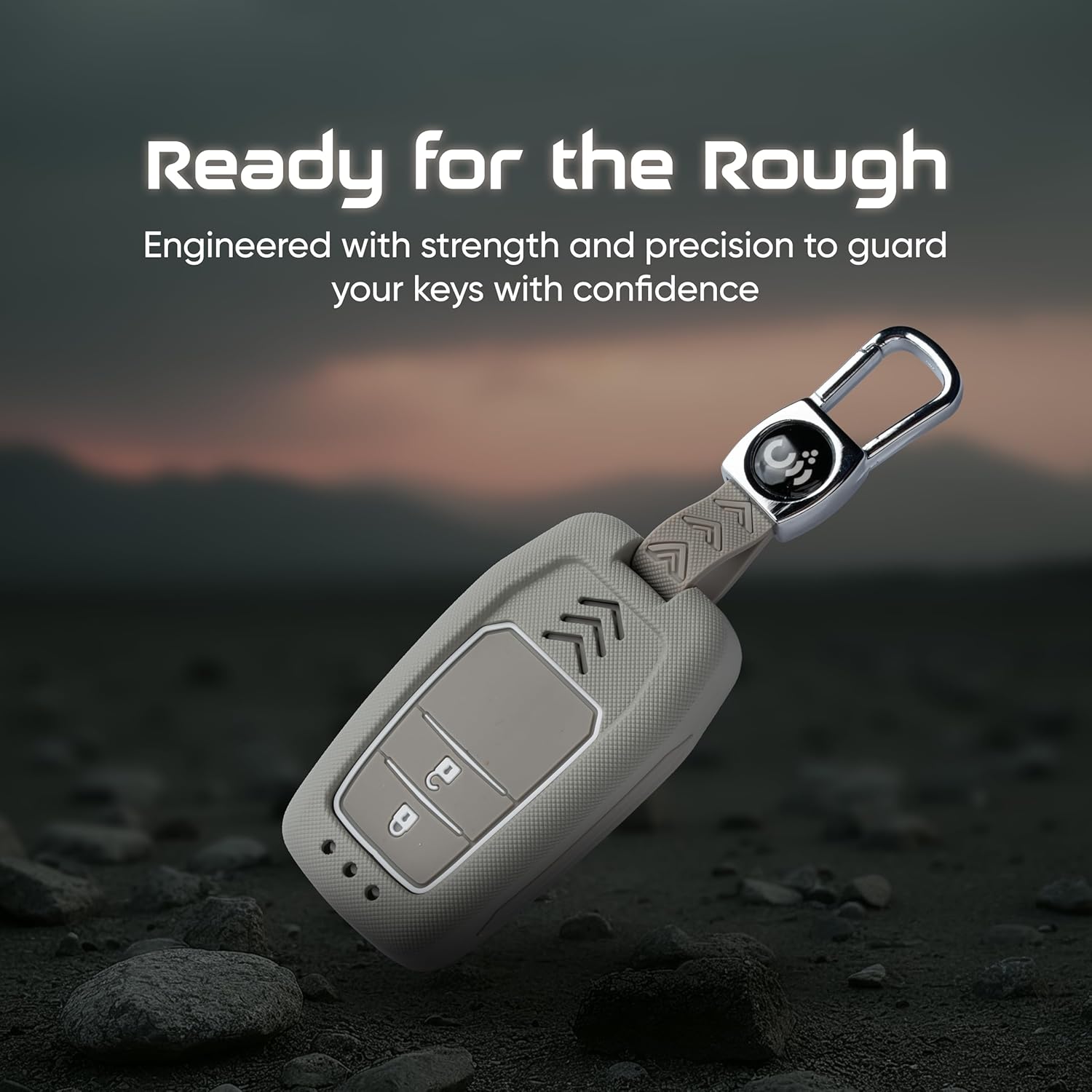 SHOPOFLUX Metal Key Cover Compatible with Toyota Innova Crysta, Hilux, Invicto 2 Button Smart Only (Light Grey ABS) Shopoflux