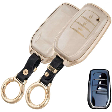 SHOPOFLUX Metal TPU Key Cover Compatible for Toyota Fortuner | Fortuner Legender | Innova Hycross | Invicto 3 Button Smart Key