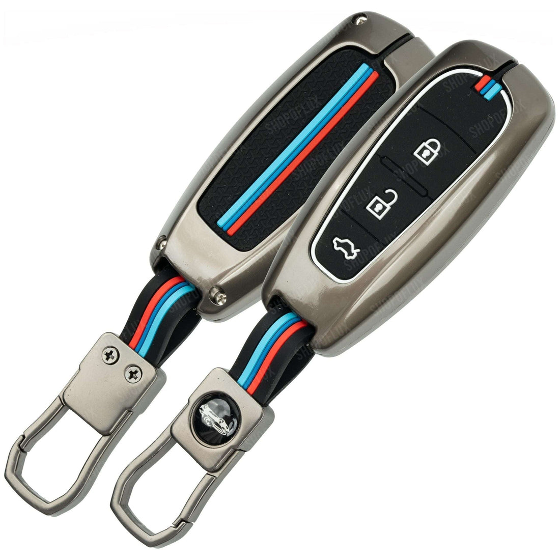 SHOPOFLUX Metal Key Cover Compatible with Baleno, Breeza, S Cross, Ciaz, Swift 3 Button Smart Key
