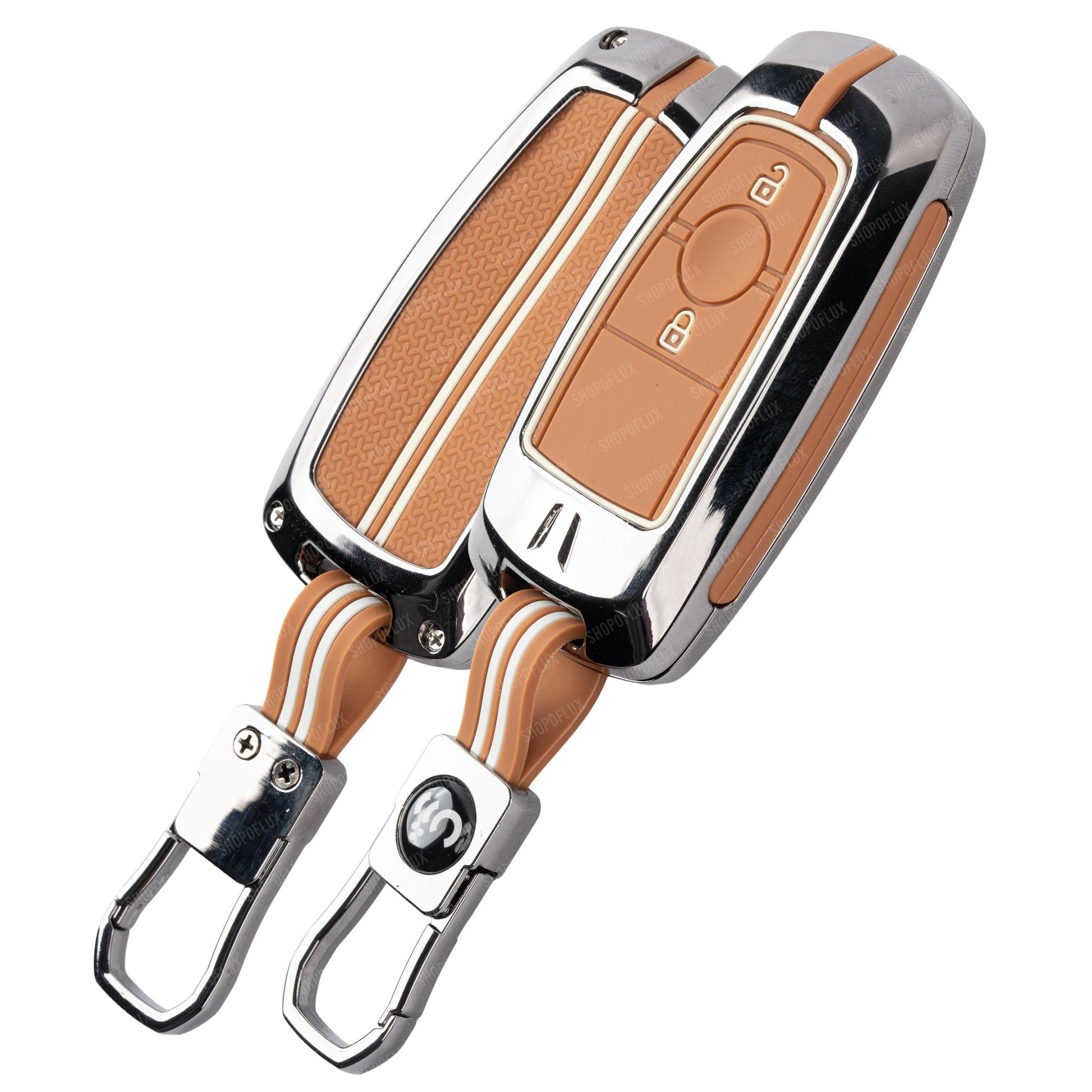 SHOPOFLUX Metal Key Cover Compatible with New Ford Ecosport Titanium (Metal Brown Silicone) Shopoflux