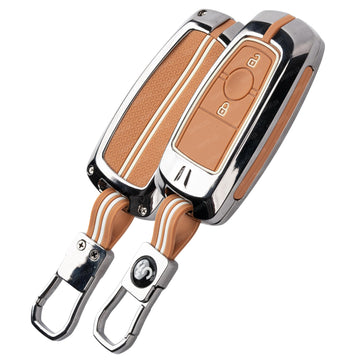 SHOPOFLUX Metal Key Cover Compatible with New Ford Ecosport Titanium (Metal Brown Silicone)
