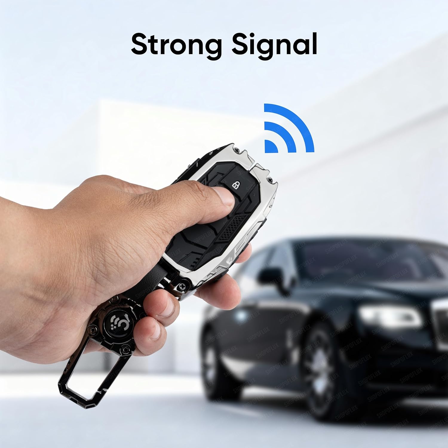SHOPOFLUX Metal Key Cover Compatible with Toyota Innova Crysta, Hilux, Invicto 2 Button Smart Only (Metal Silicone Blackk) Shopoflux