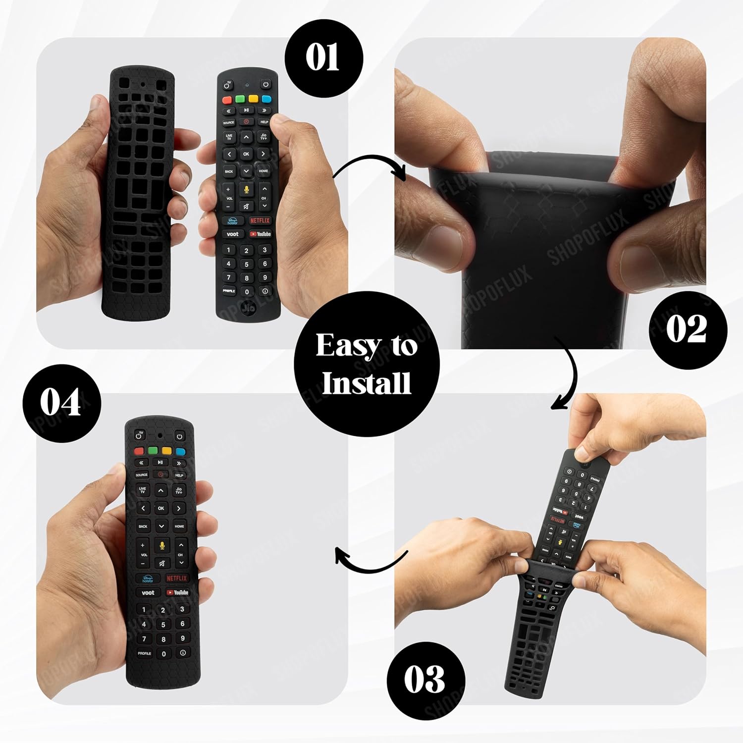 SHOPOFLUX Silicone Remote Cover Compatible with Jio TV Remote Anti Slip Case Shockproof Cover(Black) Shopoflux