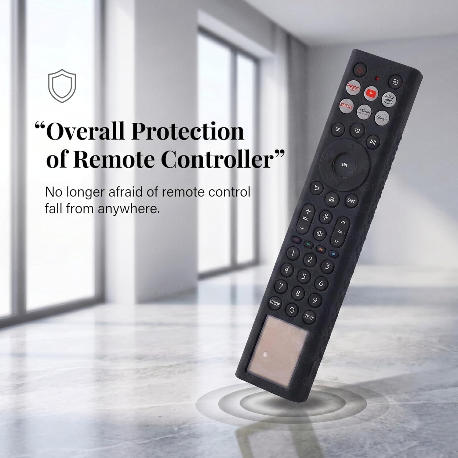 SHOPOFLUX Silicone TV Remote Cover Compatible with Hisense TV Remote [Remote NOT Included] (Black) Shopoflux