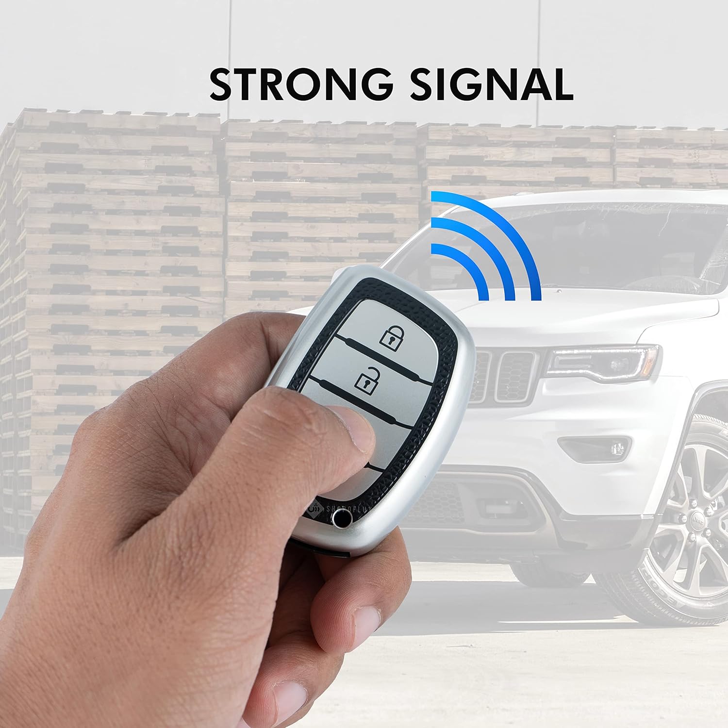 SHOPOFLUX TPU Leather Key Cover Compatible with Hyundai Alcazar and Creta Car 4 Button Smart Key